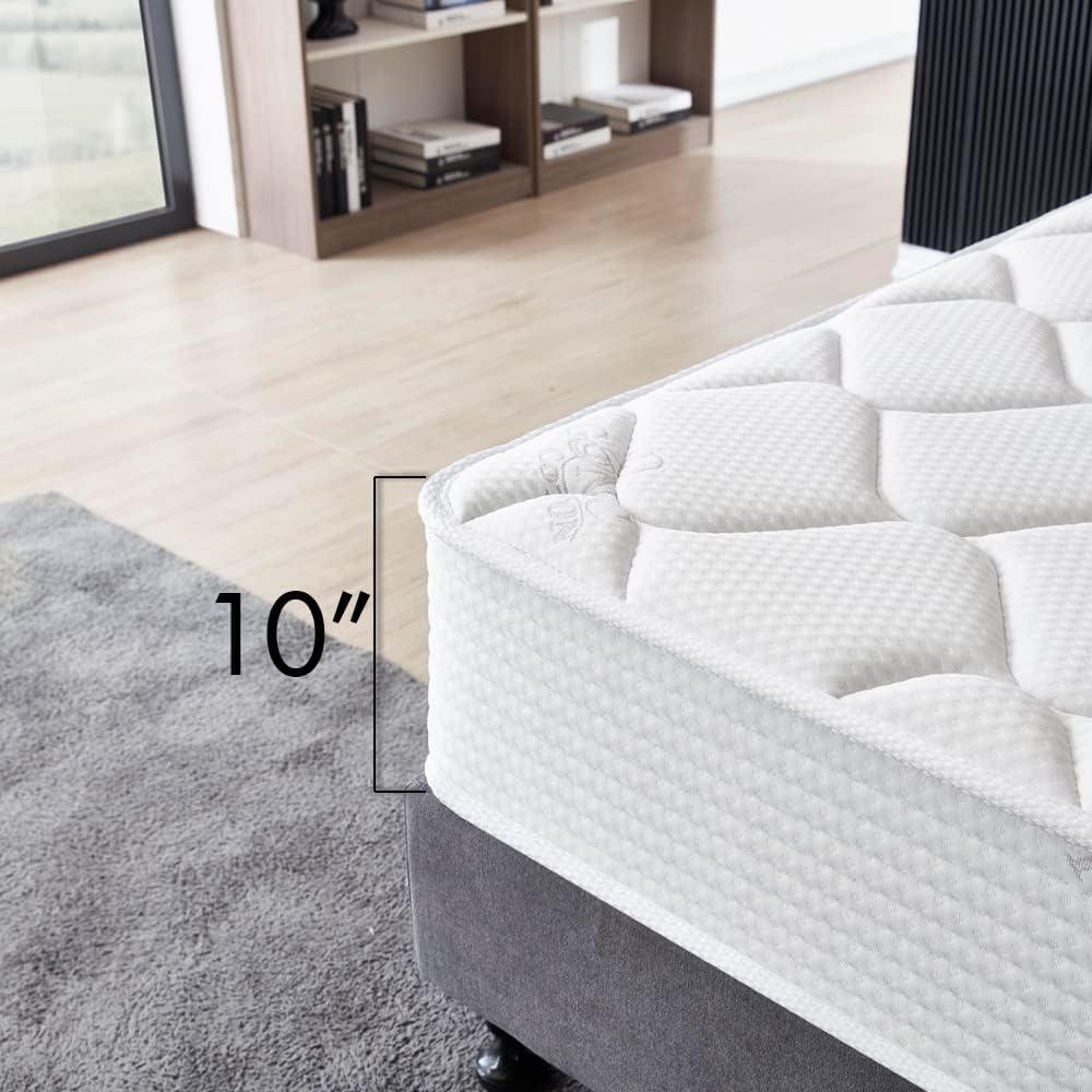 Twin Size Mattress - 10 Inch Cool Memory Foam & Spring Hybrid Mattress - Tight Top - Medium Firm - Oliver & Smith