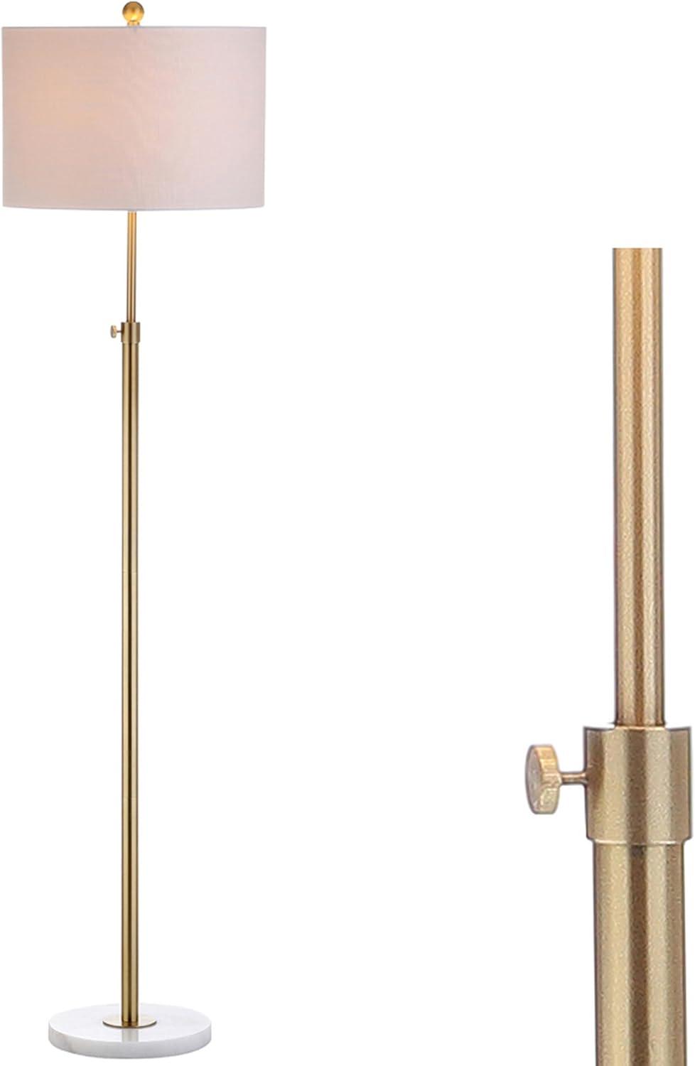 JONATHAN Y JYL3022A June 65" Adjustable Metal/Marble LED Floor Lamp, Modern, Contemporary, Elegant, Glam, Office, Living Room, Family Room, Dining Room, Bedroom, Hallway, Foyer, Brass