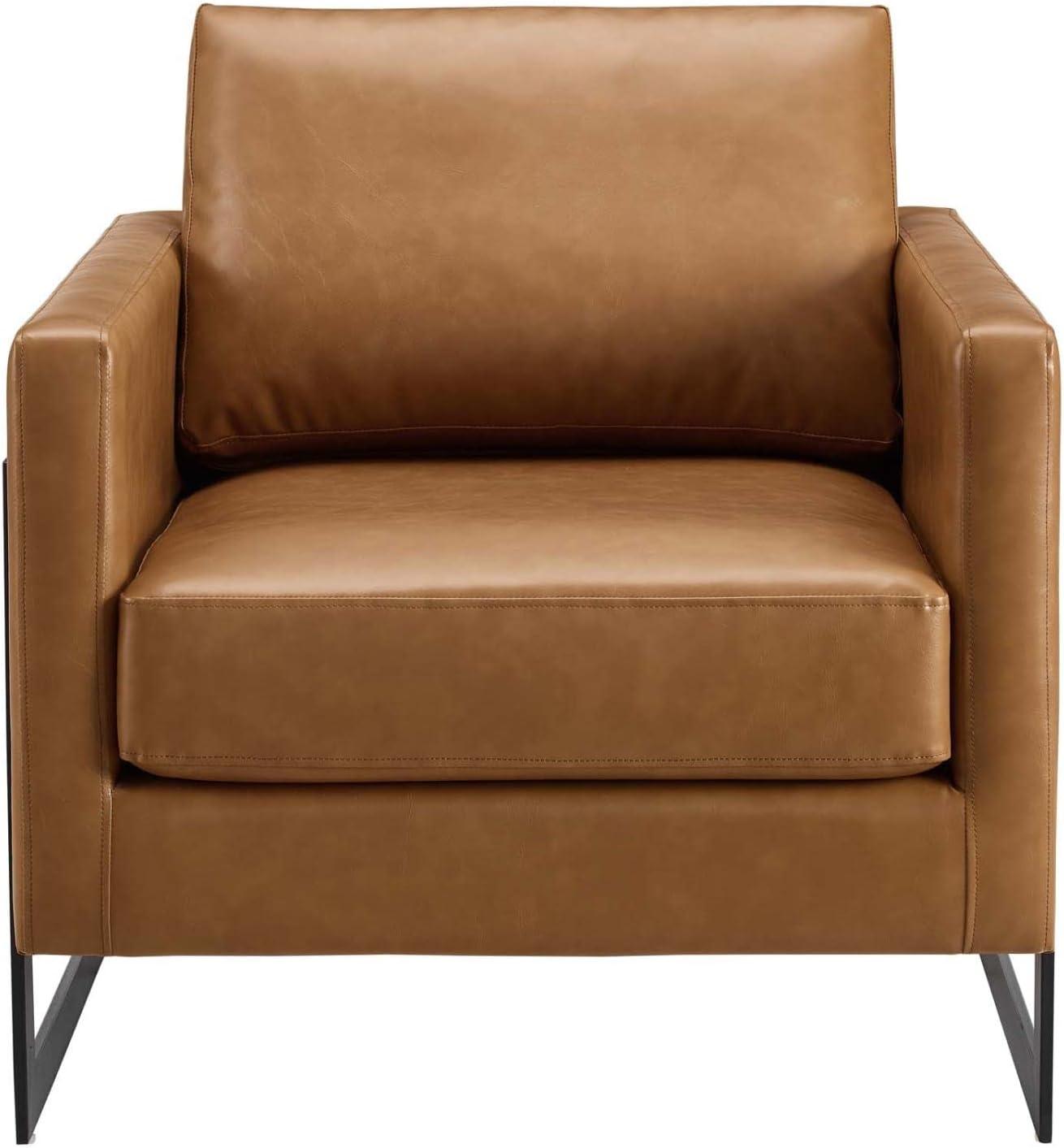 Posse Vegan Leather Accent Chair Black Tan