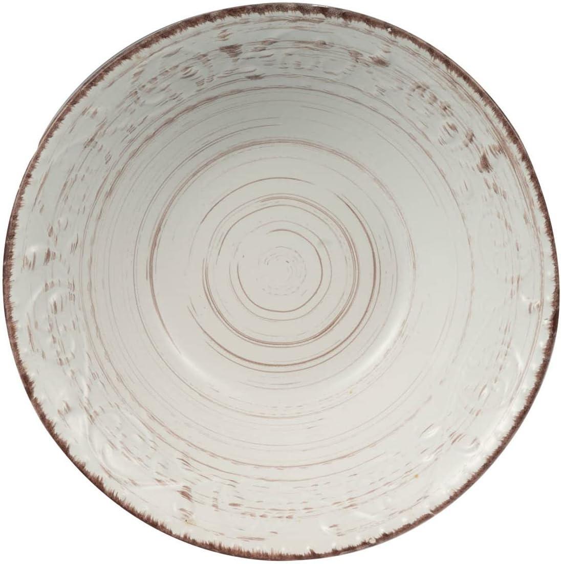 Elegant Rustic Flare 9.8" Ceramic Serving Bowl in Antiqued White