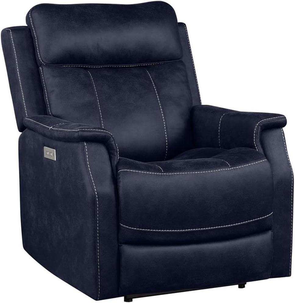 Single Seat Recliner Lounge Chair with USB Port, Fabric Upholstered Arm Chair with Retractable Footrest and Pillow, Comfy Single Sofa Accent Chair for Bedroom Living Room