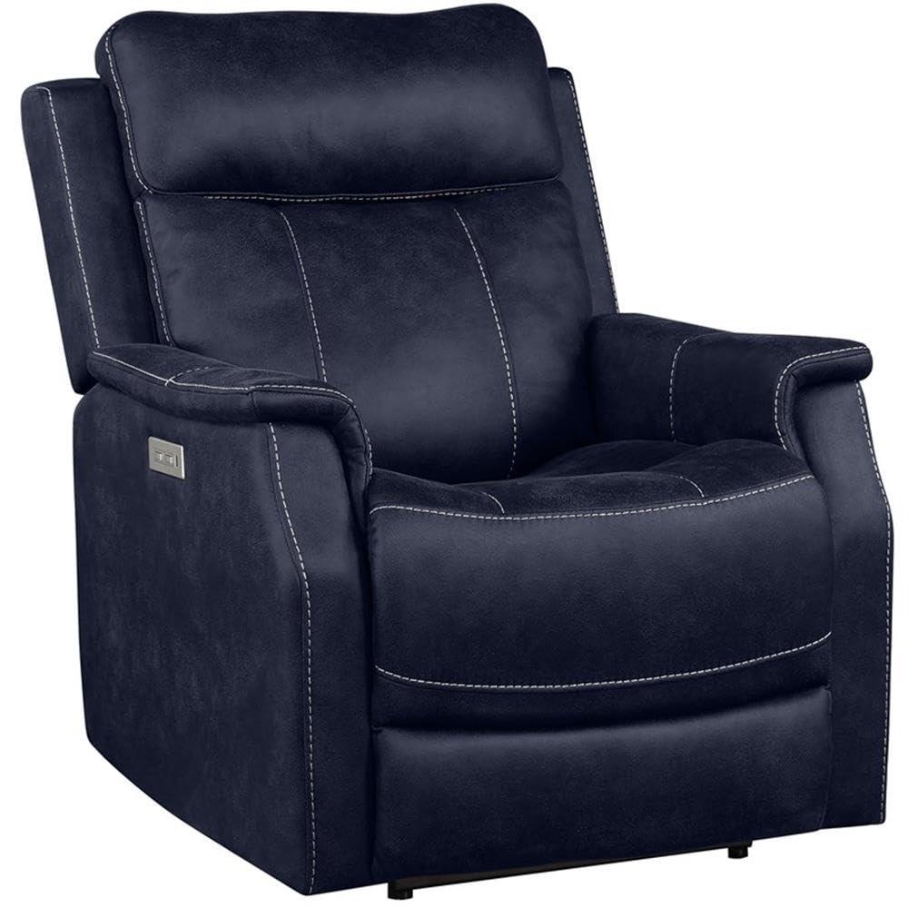 Single Seat Recliner Lounge Chair with USB Port, Fabric Upholstered Arm Chair with Retractable Footrest and Pillow, Comfy Single Sofa Accent Chair for Bedroom Living Room