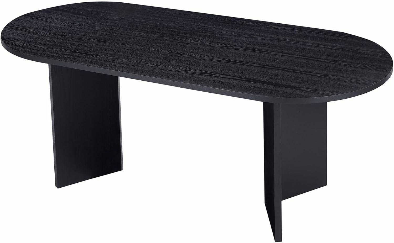 78" Black Oval Wood Dining Table with Butterfly Base