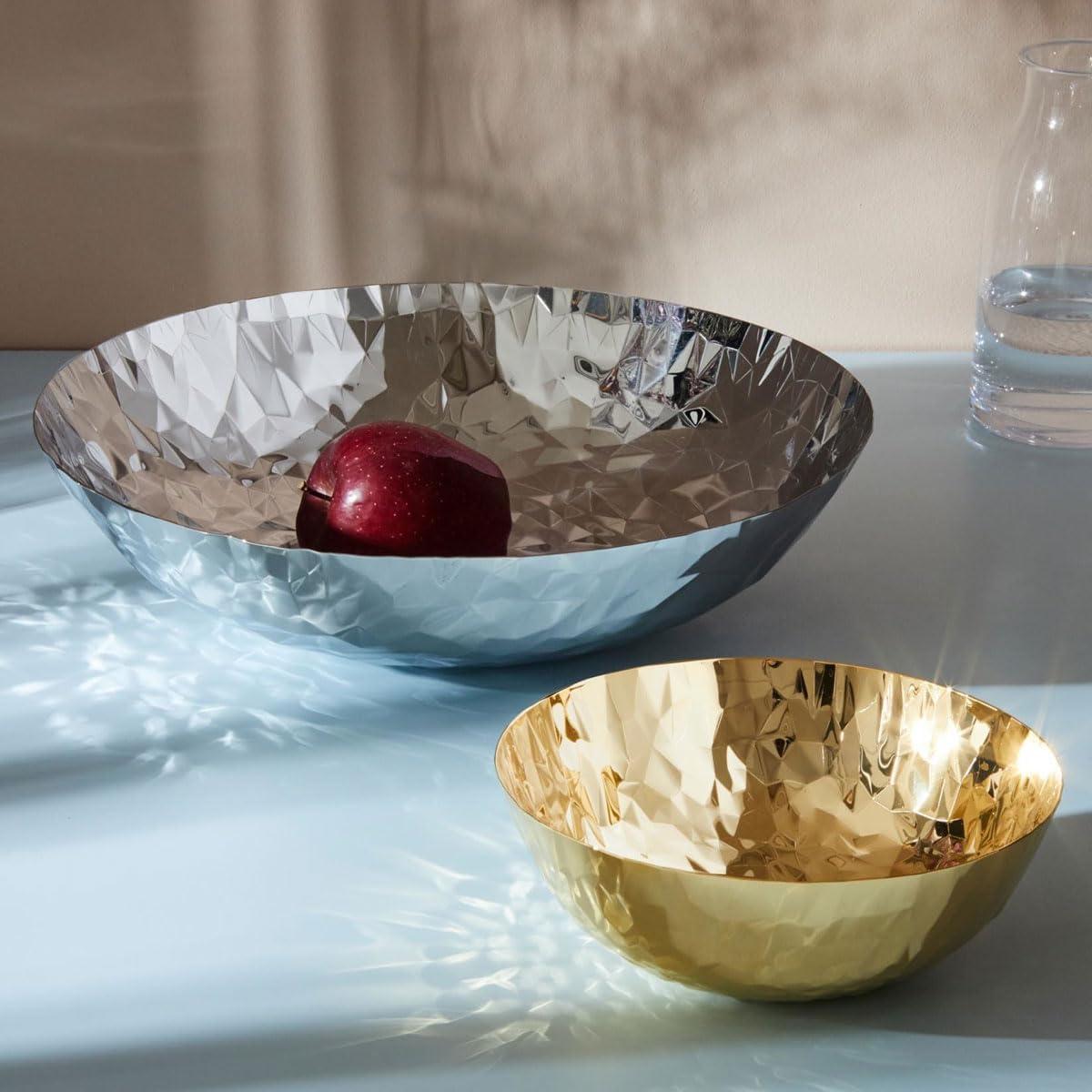 Silver Faceted Round Stainless Steel Fruit Basket