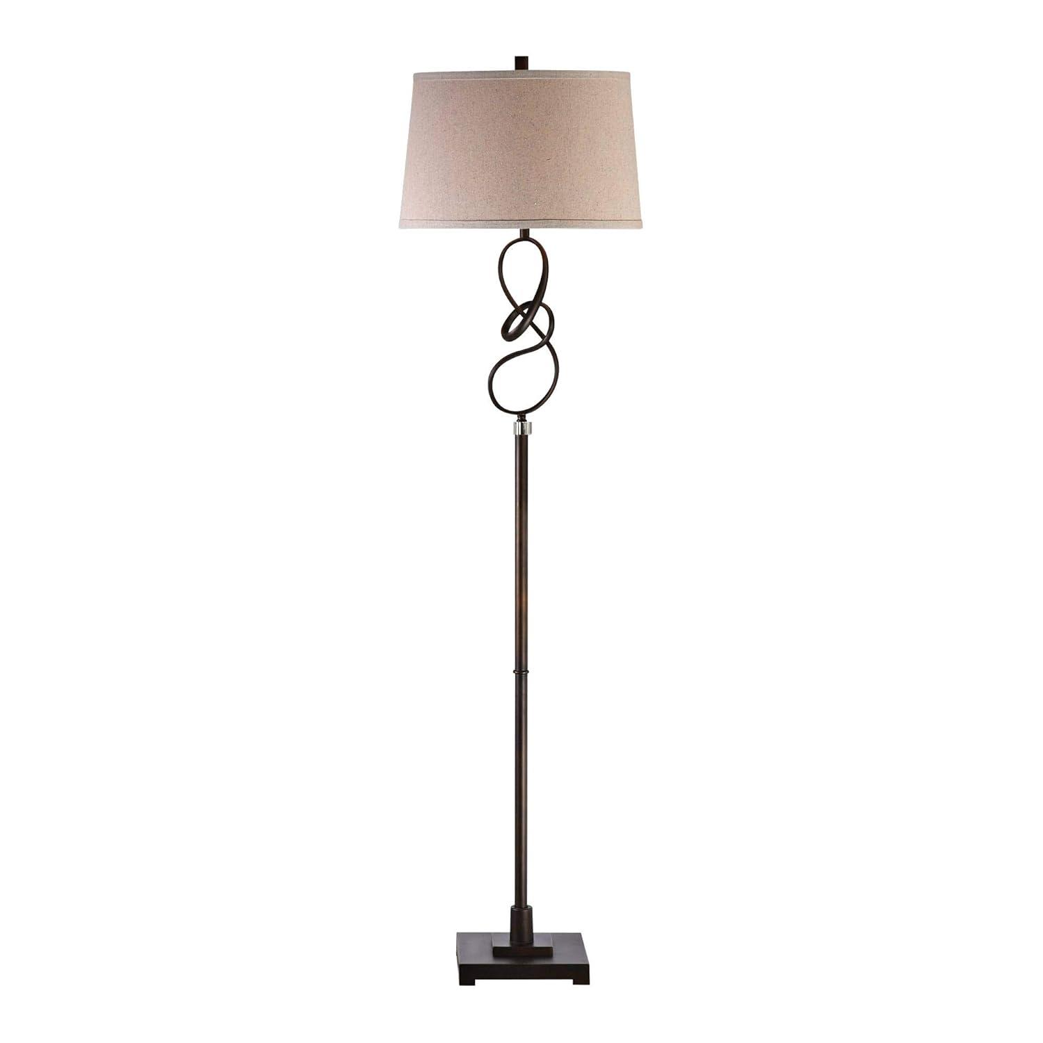 Uttermost Tenley Steel Crystal Floor Lamp in Rubbed Bronze and Light Beige