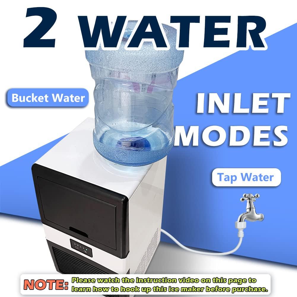 Commercial Ice Maker Machine, 70 LBS/24H Under Counter Large Ice Machine w/ 10 LBS Capacity Ice Storage Bin, 2 Water Inlet Modes, Freestanding & Built in Ice Maker for Bar/Home/Office/Shop, White