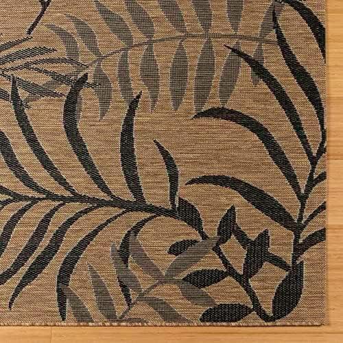 Gertmenian Paseo Akimbo Coastal Floral Chestnut Black Outdoor Area Rug, 8x10