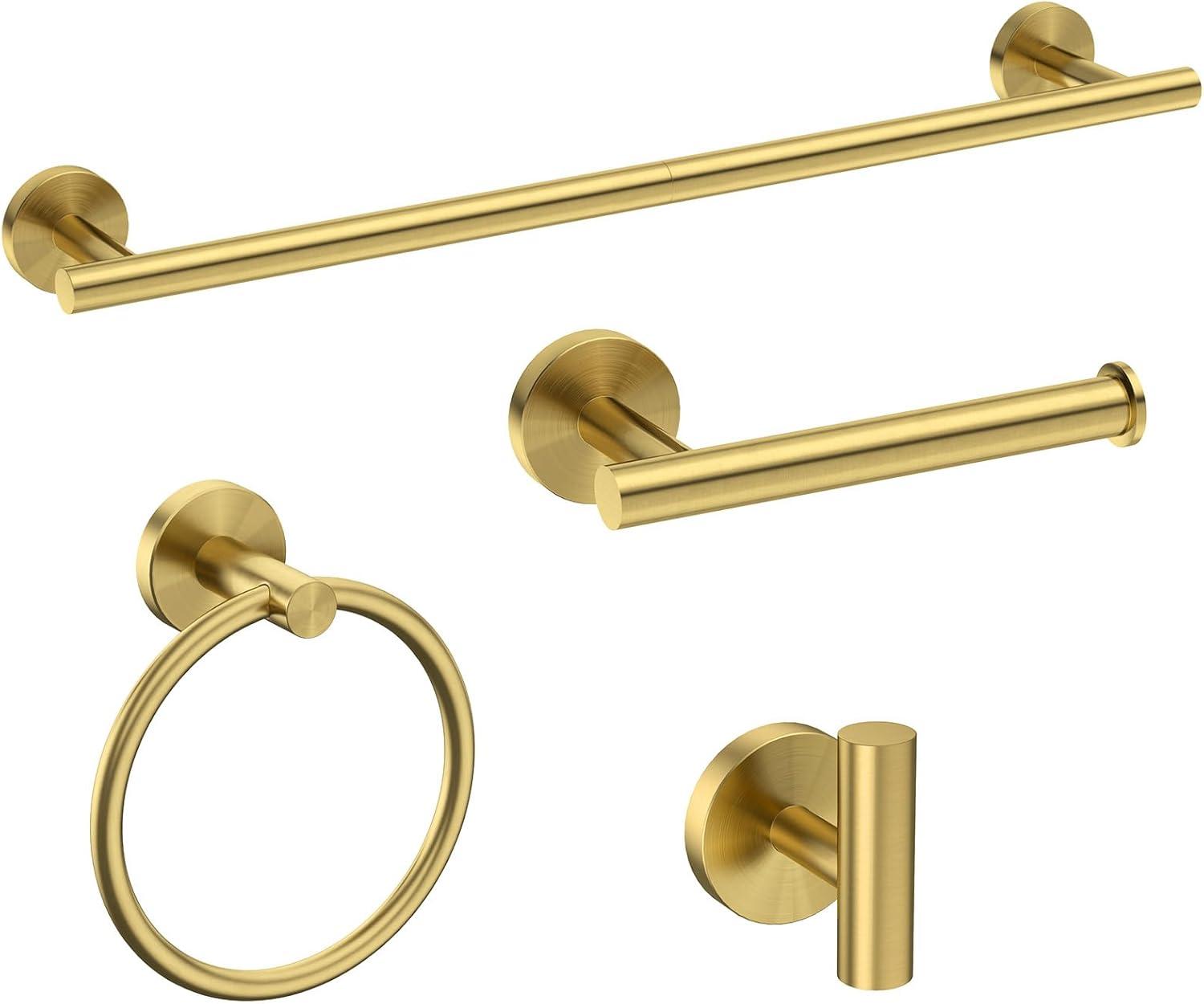 Brushed Gold Stainless Steel Wall-Mounted Bathroom Hardware Set