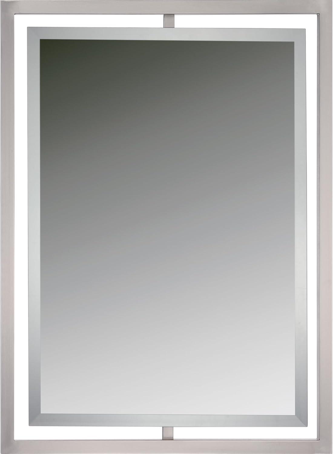 Quoizel Lighting Reflections - 32" Rectangular Light Mirror, Brushed Nickel/Semi Gloss Finish