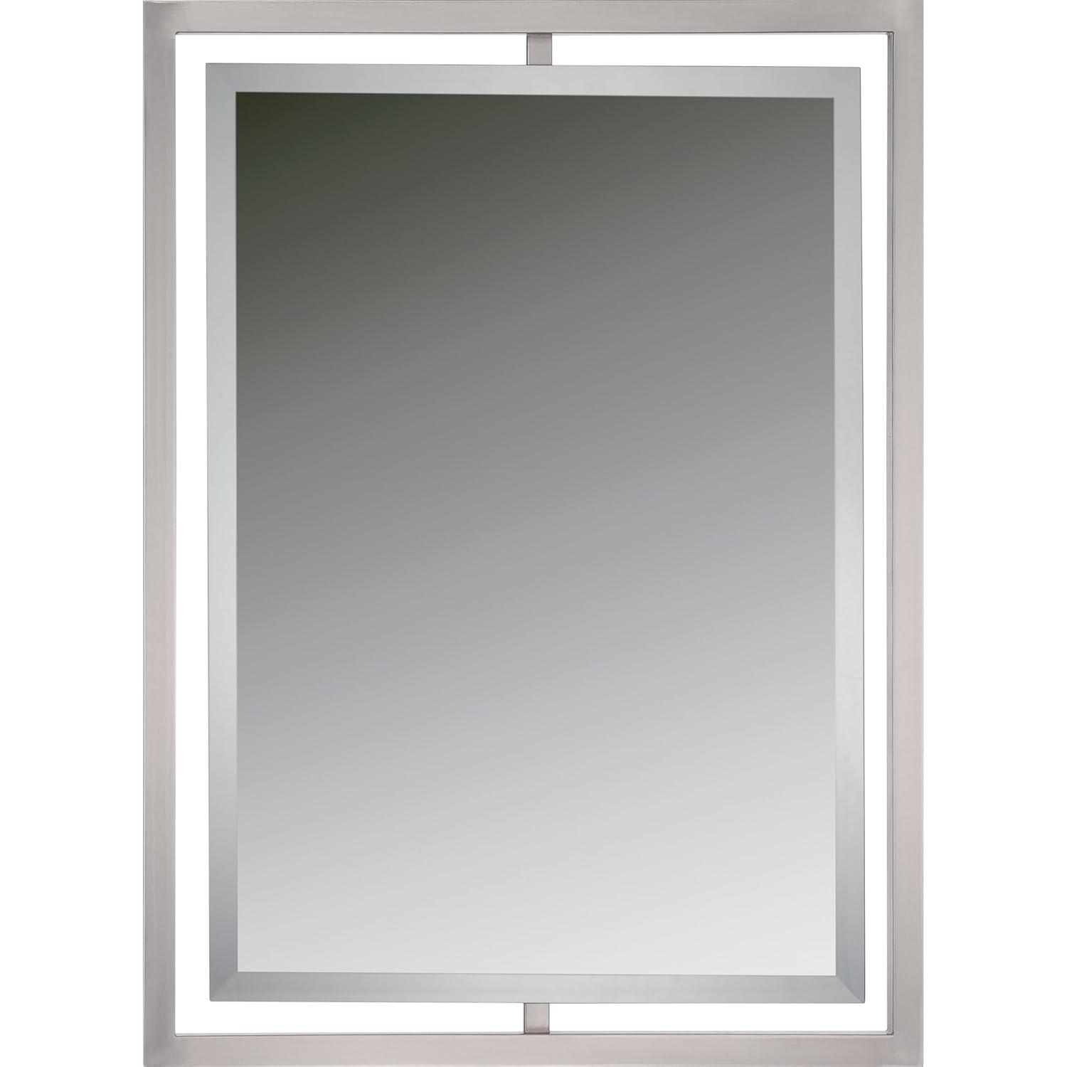 Quoizel Lighting Reflections - 32" Rectangular Light Mirror, Brushed Nickel/Semi Gloss Finish