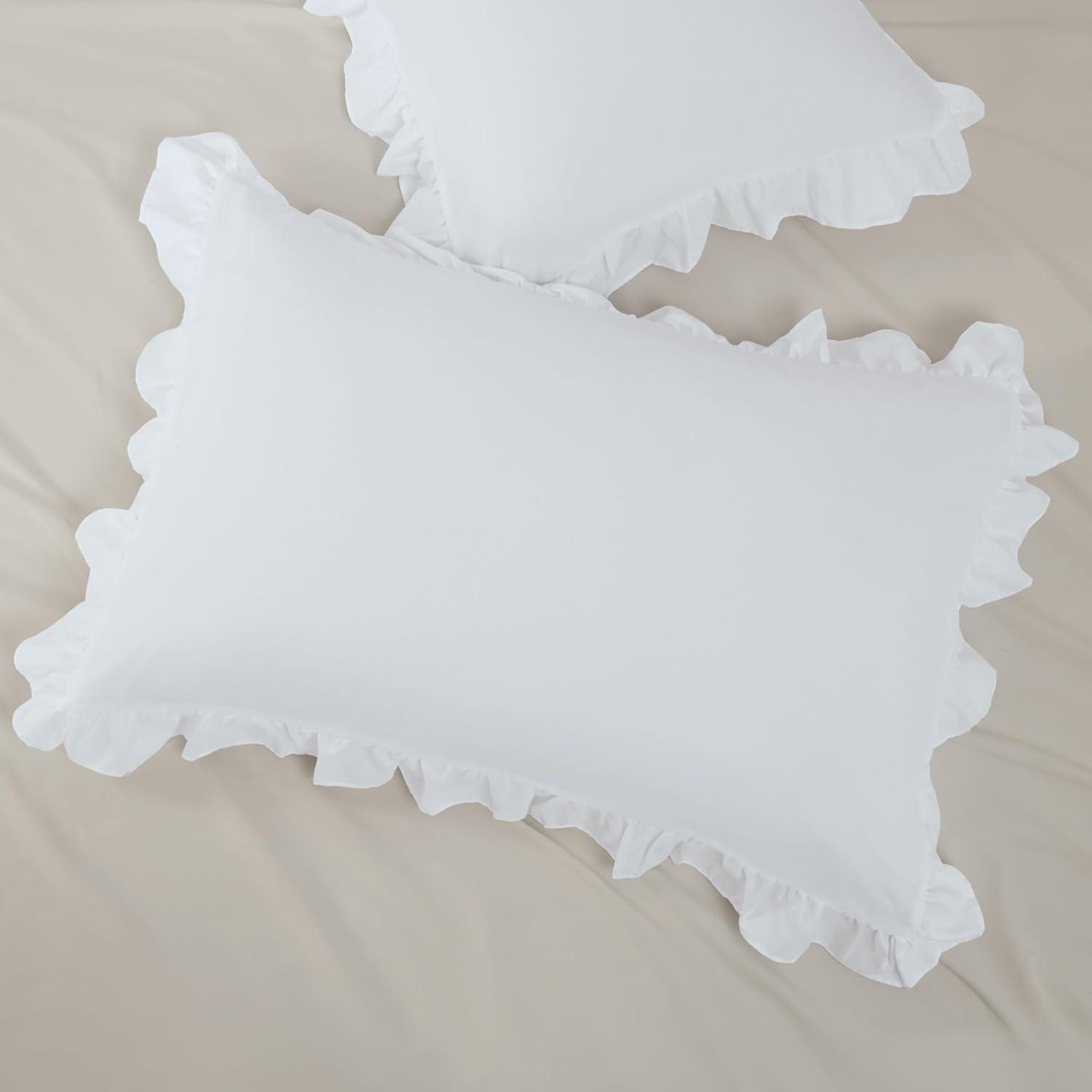 White Cotton Ruffled Standard/Queen Pillowcases Set of 2