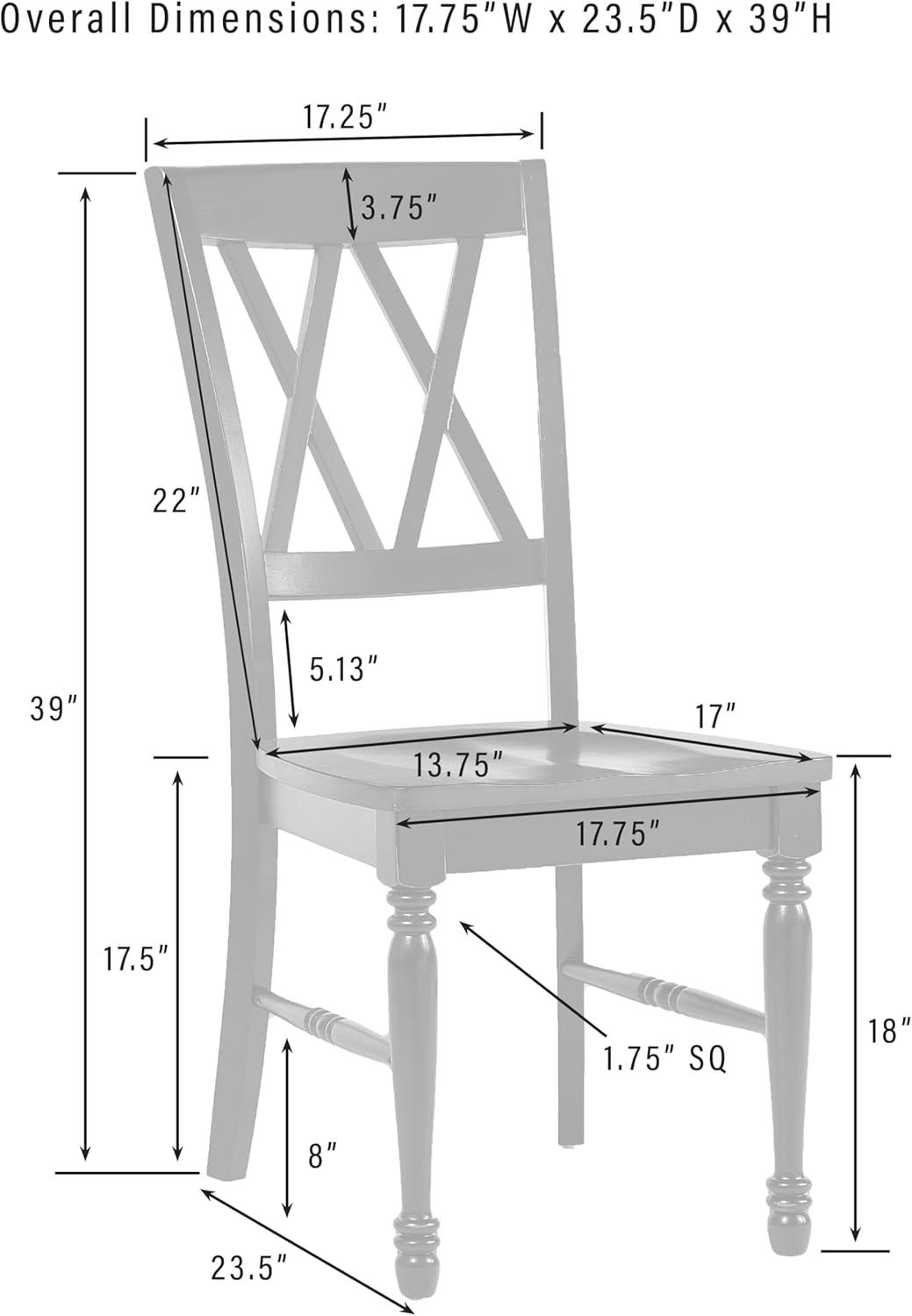 Crosley Shelby 2pc Dining Chair Set Navy: Rubberwood Frame, Armless Design, Traditional Farmhouse Style