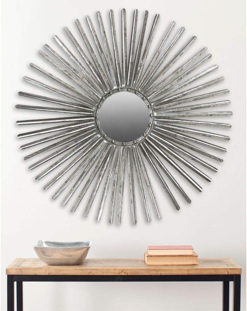 Radiant Silver 33.5" Contemporary Sunburst Round Mirror