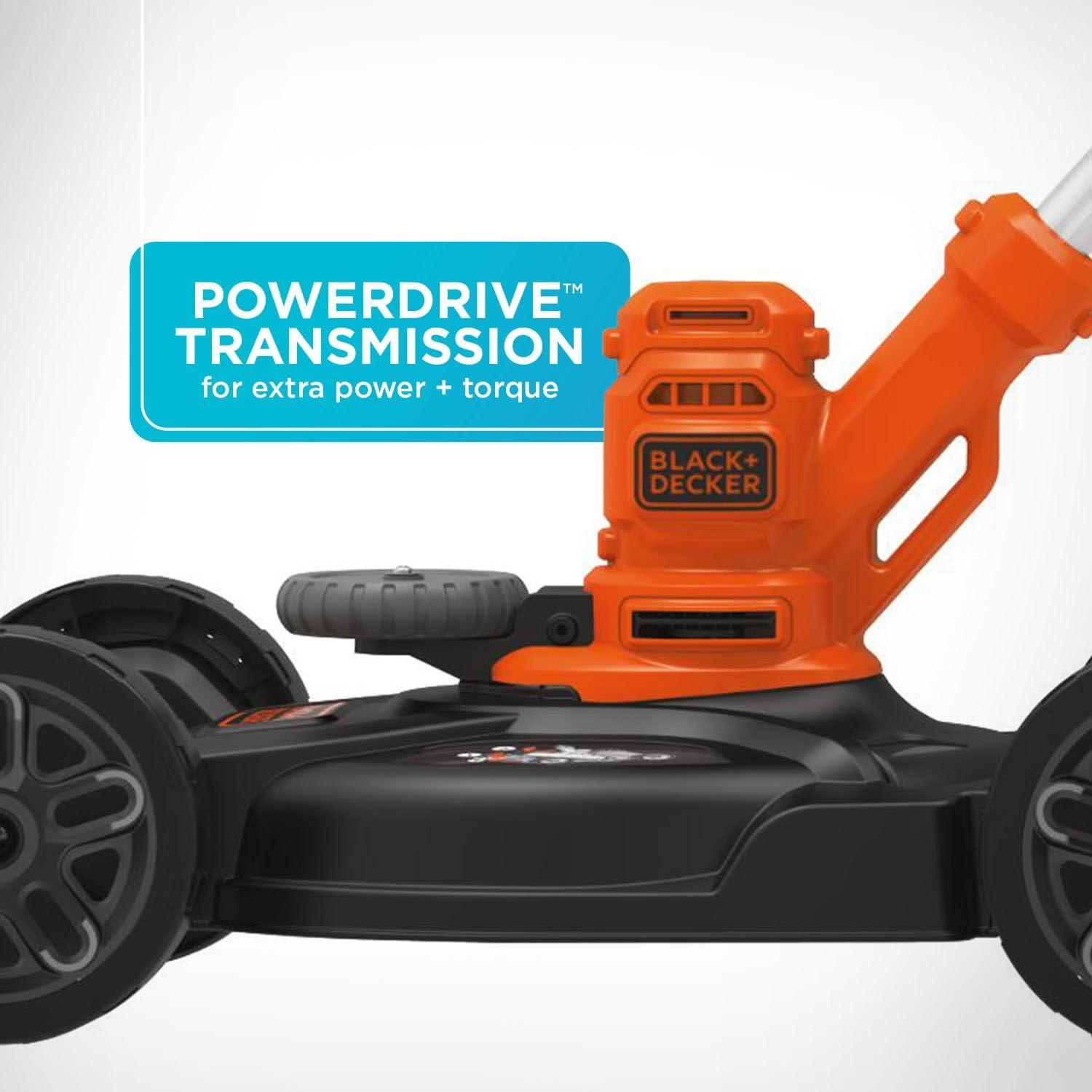 BLACK+DECKER Electric Lawn Mower, String Trimmer, Edger, 3-In-1, Corded, (BESTA512CM)