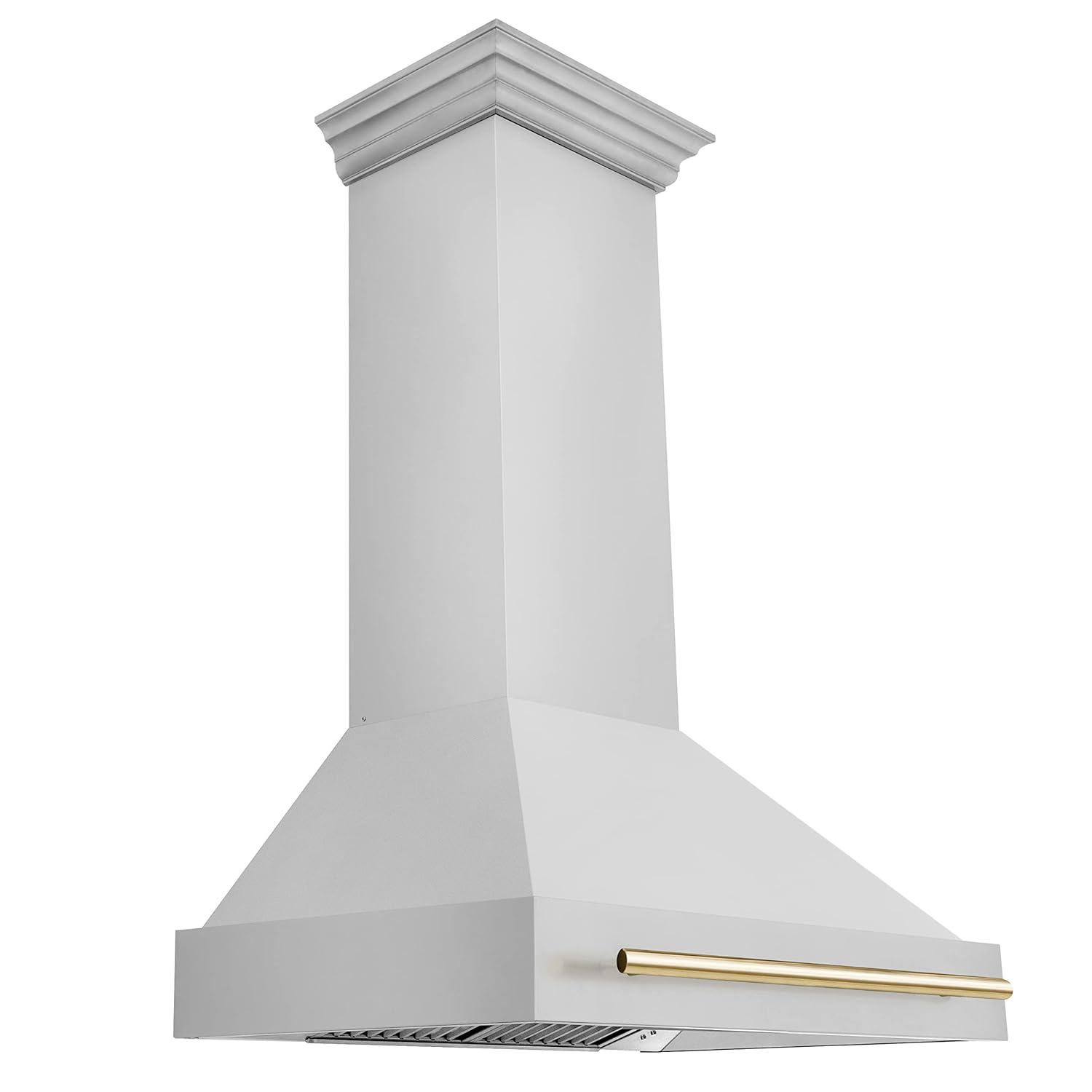 ZLINE ZLINE Autograph Edition 36 in. Stainless Steel Range Hood W/ Stainless Steel Shell & Champagne Bronze Handle 8654STZ-36-G