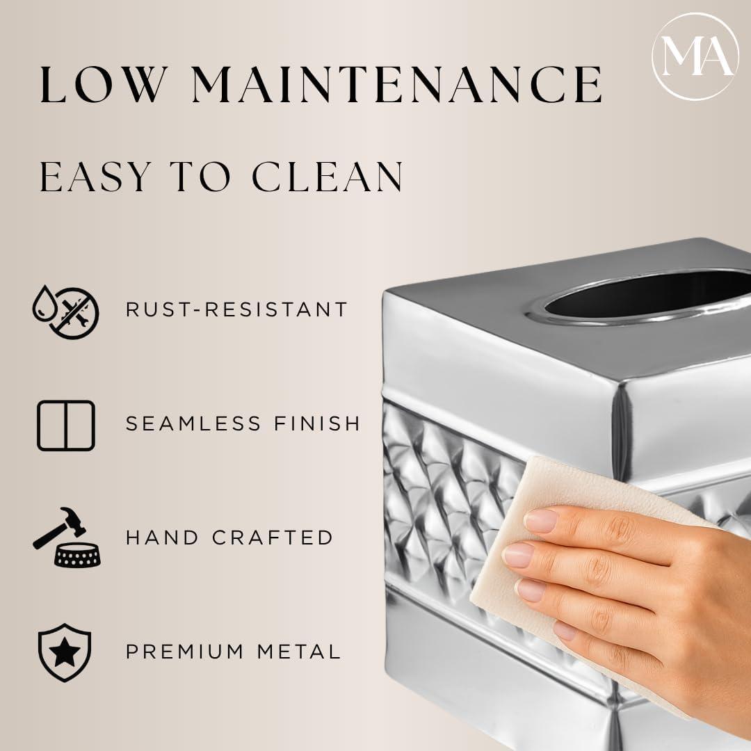Monarch Abode Geometric Embossed Metal Tissue Box Cover