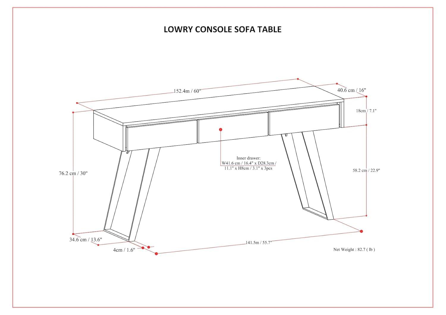 Lowry 60'' Solid Wood Top Console Table