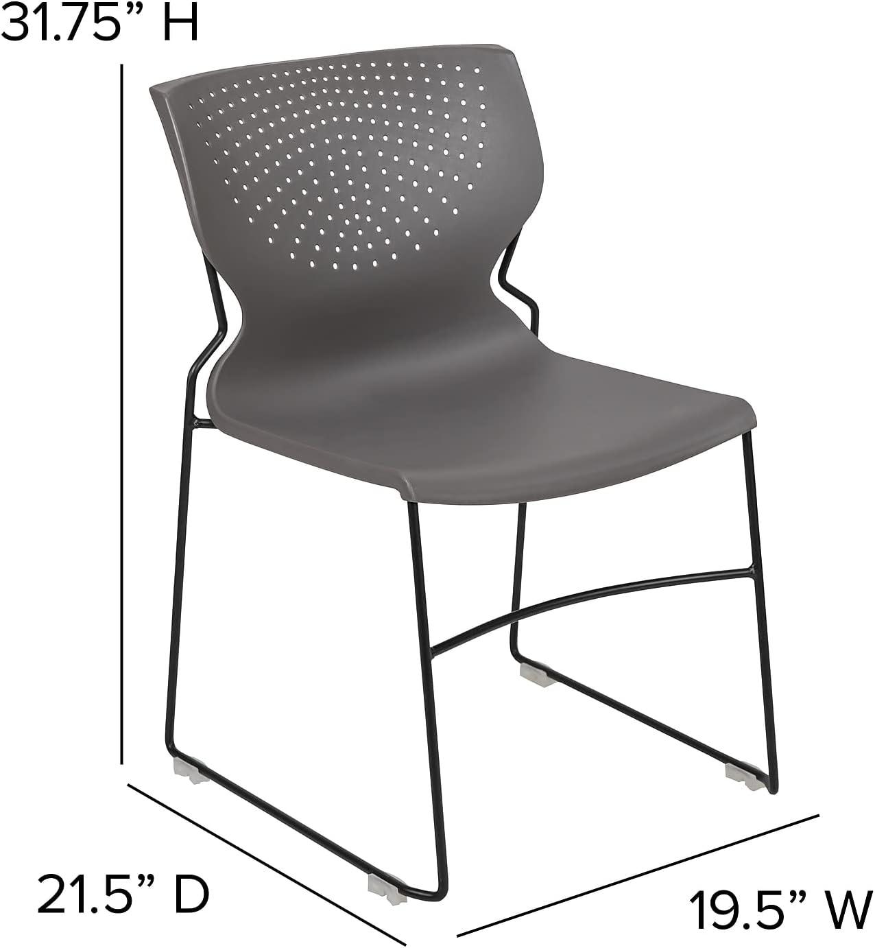 Flash Furniture HERCULES Series 5 Pack 661 lb. Capacity Gray Full Back Stack Chair with Black Powder Coated Frame