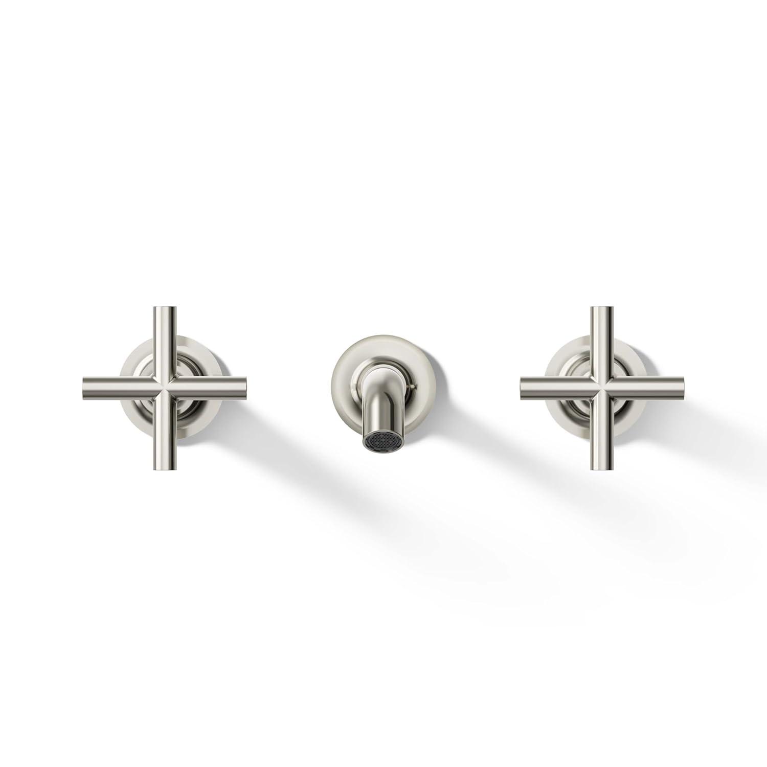 Kohler ® Purist ® Polished Nickel Wall-Mounted Bathroom Sink Faucet and Handles