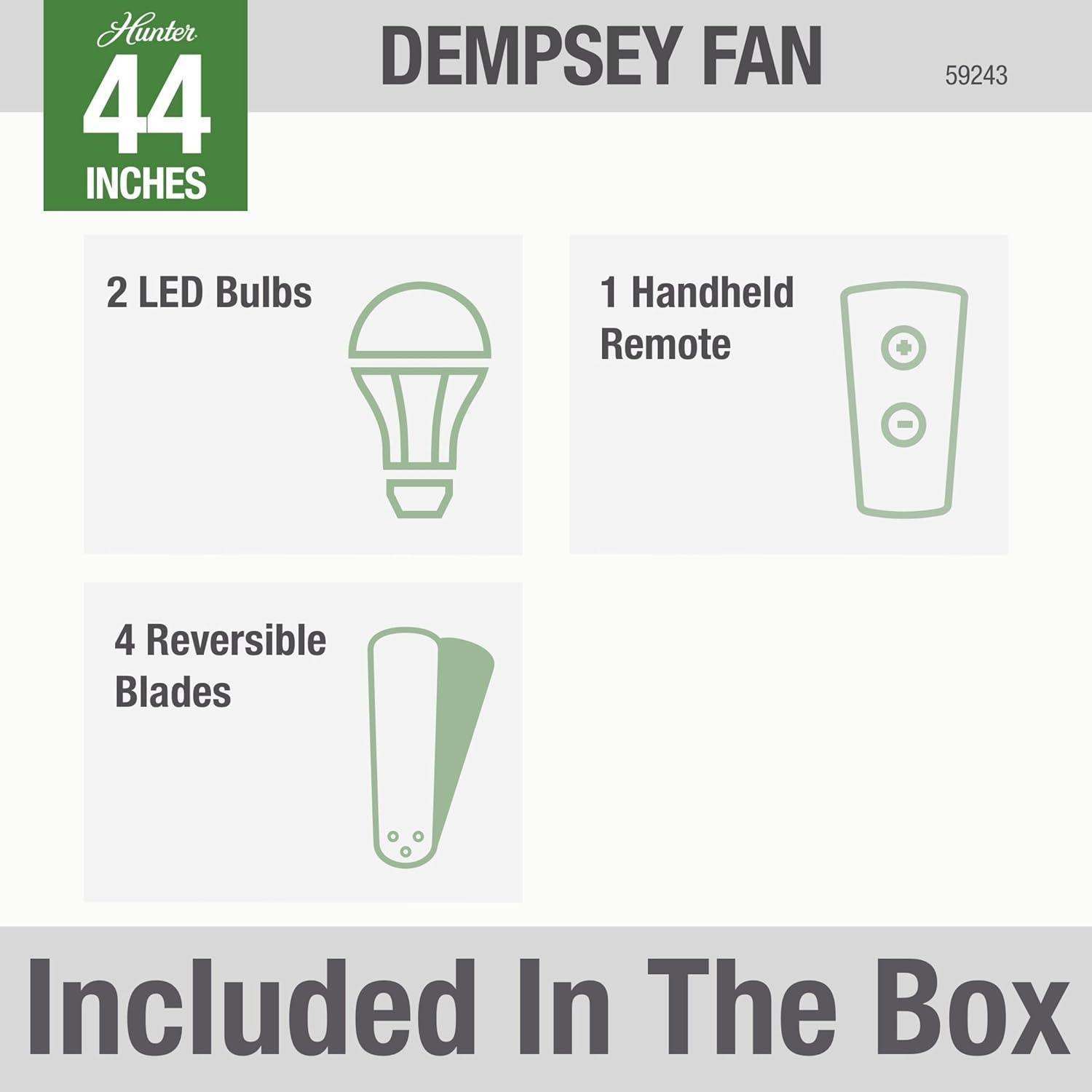 Dempsey Low Profile 44" 4 - Blade Indoor Flush Mount Small Room Ceiling Fan with Lights and Remote