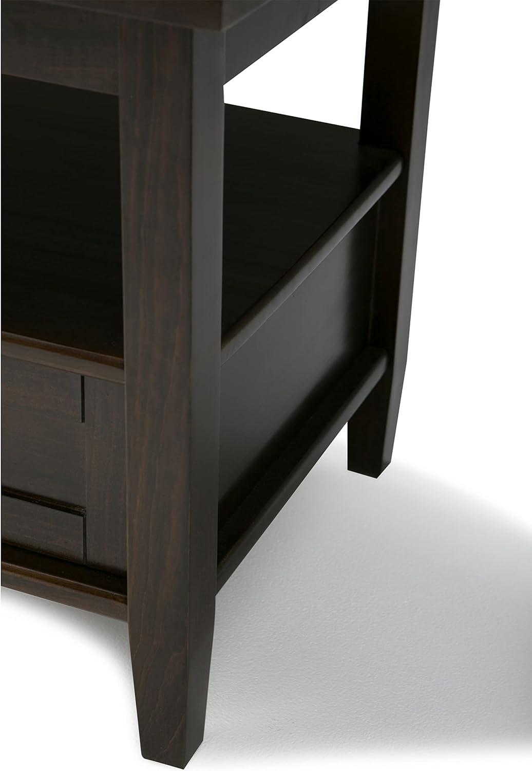 Tobacco Brown Rustic Solid Wood End Table with Storage