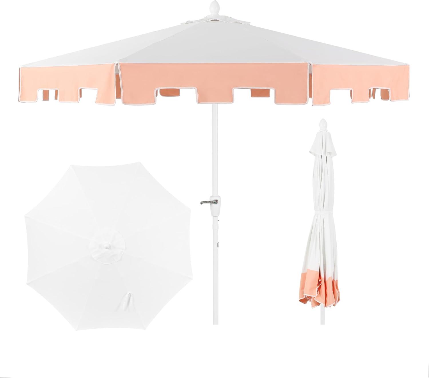 Arlmont & Co. Taveon 9 ft. Classic MidCentury Market Patio Umbrella with UV Protection, Auto-Tilt, and Crank | Wayfair