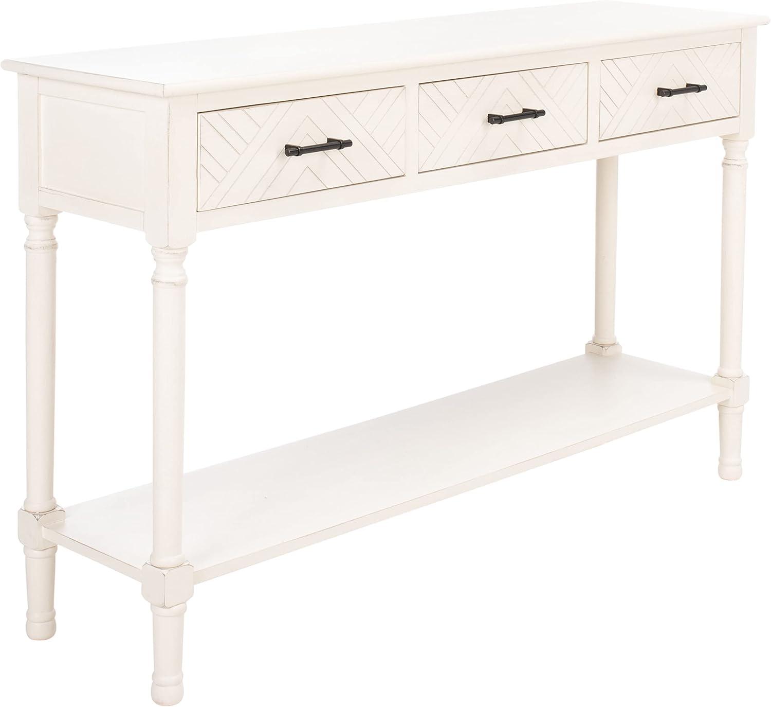 Peyton 3 Drawer Console Table - Distressed White - Safavieh