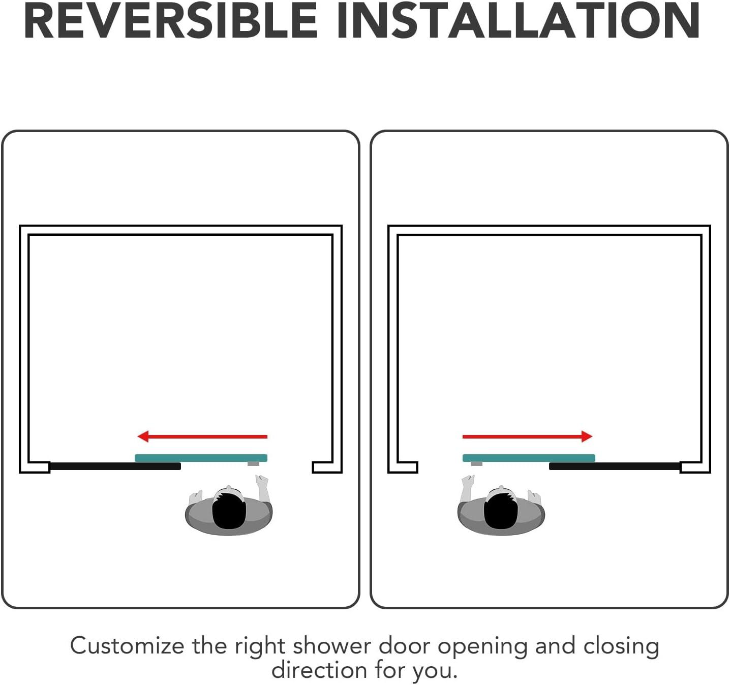 Sunrosa 60" W x 60" H Single Sliding Frameless Tub Door with 5/16"(8mm) Clear Tempered Glass SL7232-B