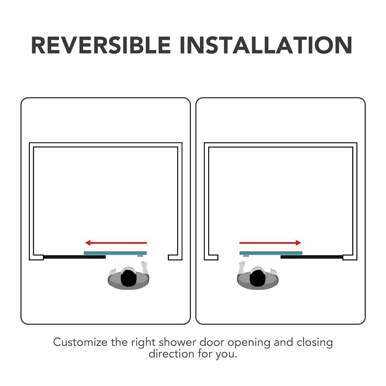 Sunrosa 60" W x 60" H Single Sliding Frameless Tub Door with 5/16"(8mm) Clear Tempered Glass SL7232-B