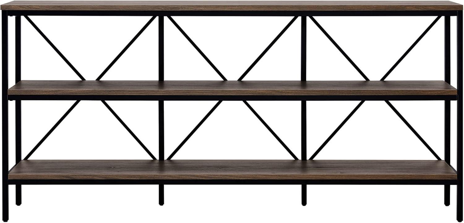 Kira 64" Alder Brown and Blackened Bronze Console Table with Storage