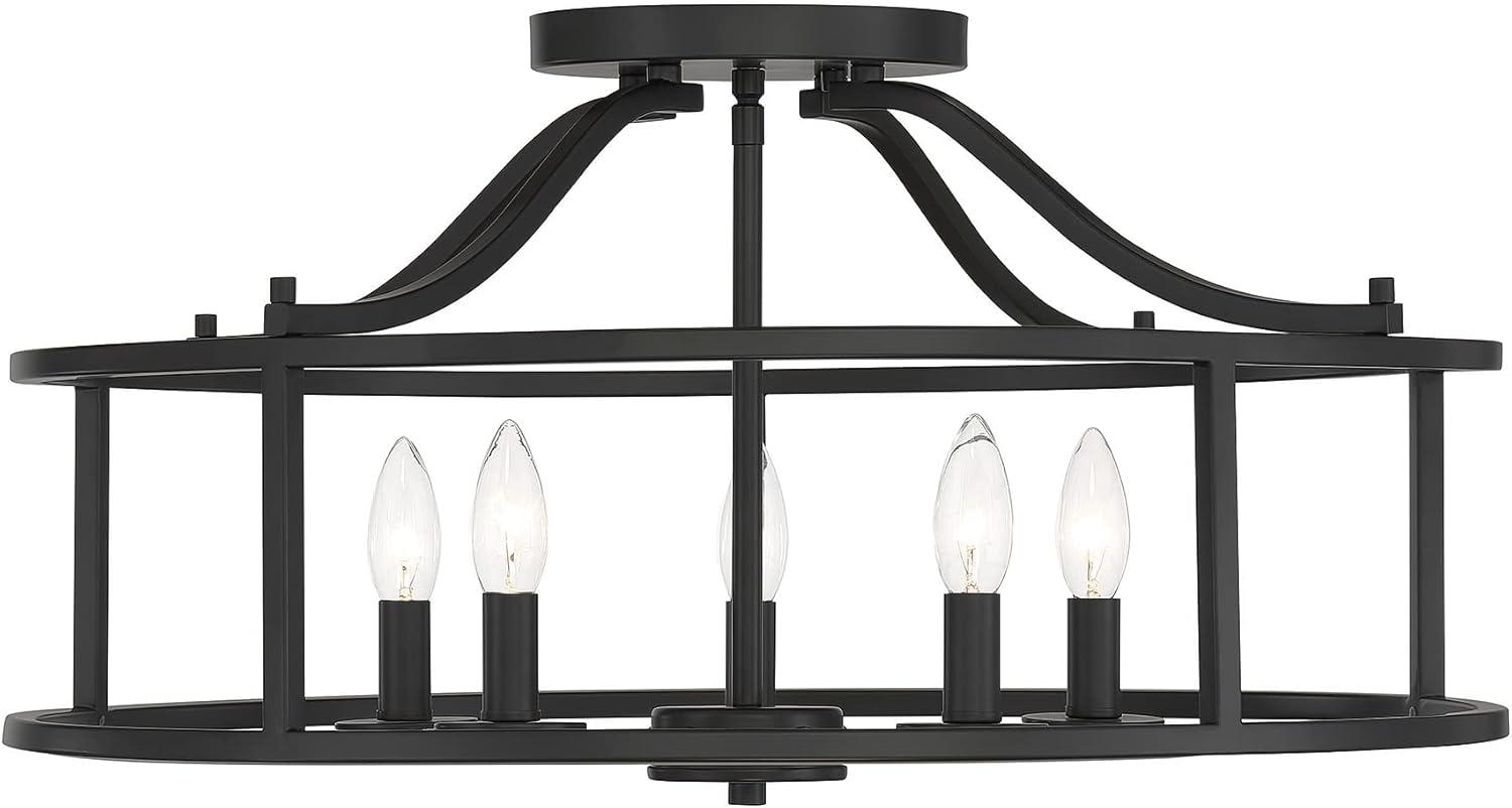 Savoy House 6-1679-5-89 Stockton Traditional Semi-Flush, 5-Light 300 Total Watts, 12" H x 24" W, Matte Black