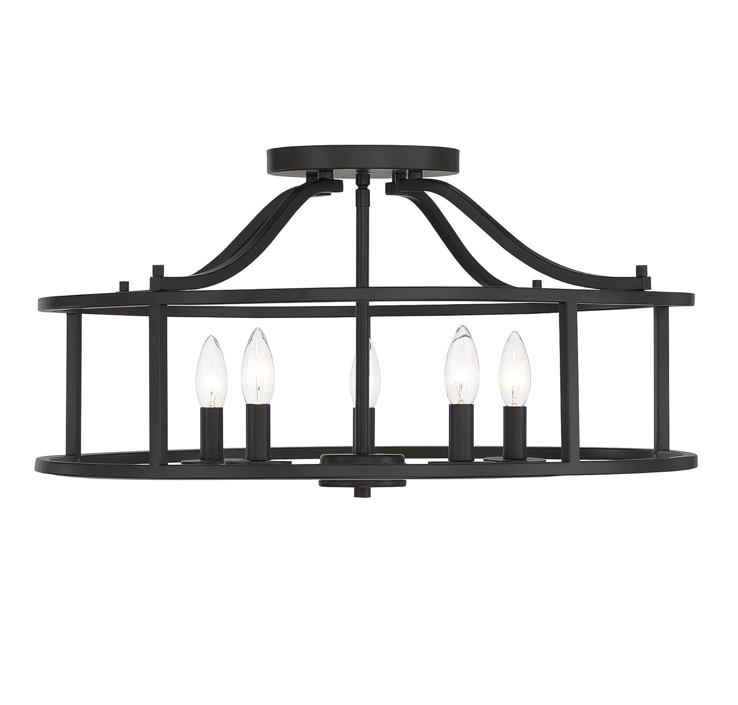 Savoy House 6-1679-5-89 Stockton Traditional Semi-Flush, 5-Light 300 Total Watts, 12" H x 24" W, Matte Black
