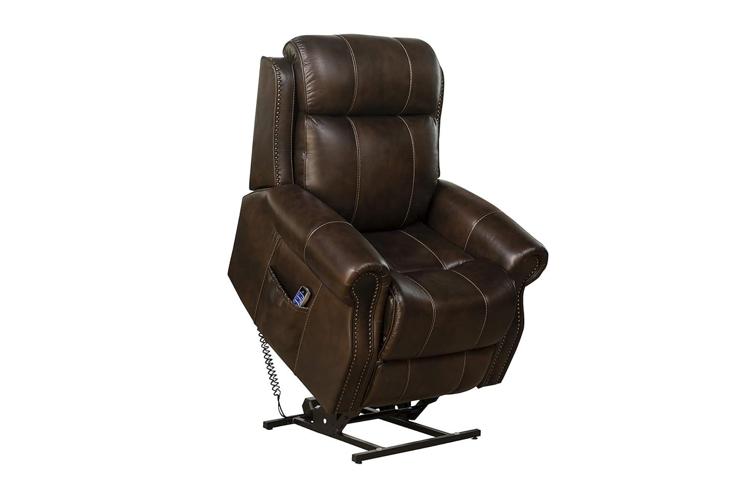 Classic Tonya Brown Leather Power Lift Recliner with Dual Motor