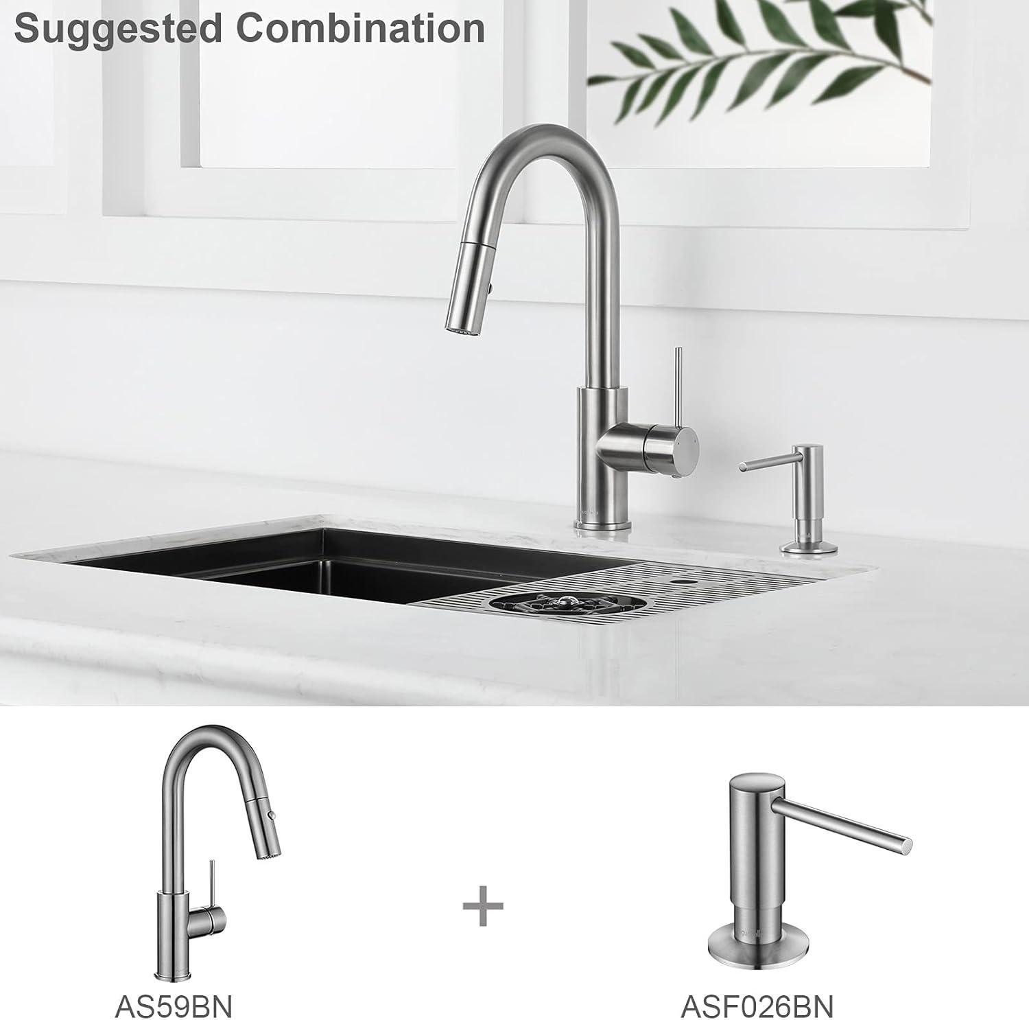 Brushed Nickel Bar Faucet with Pull-Down Sprayer