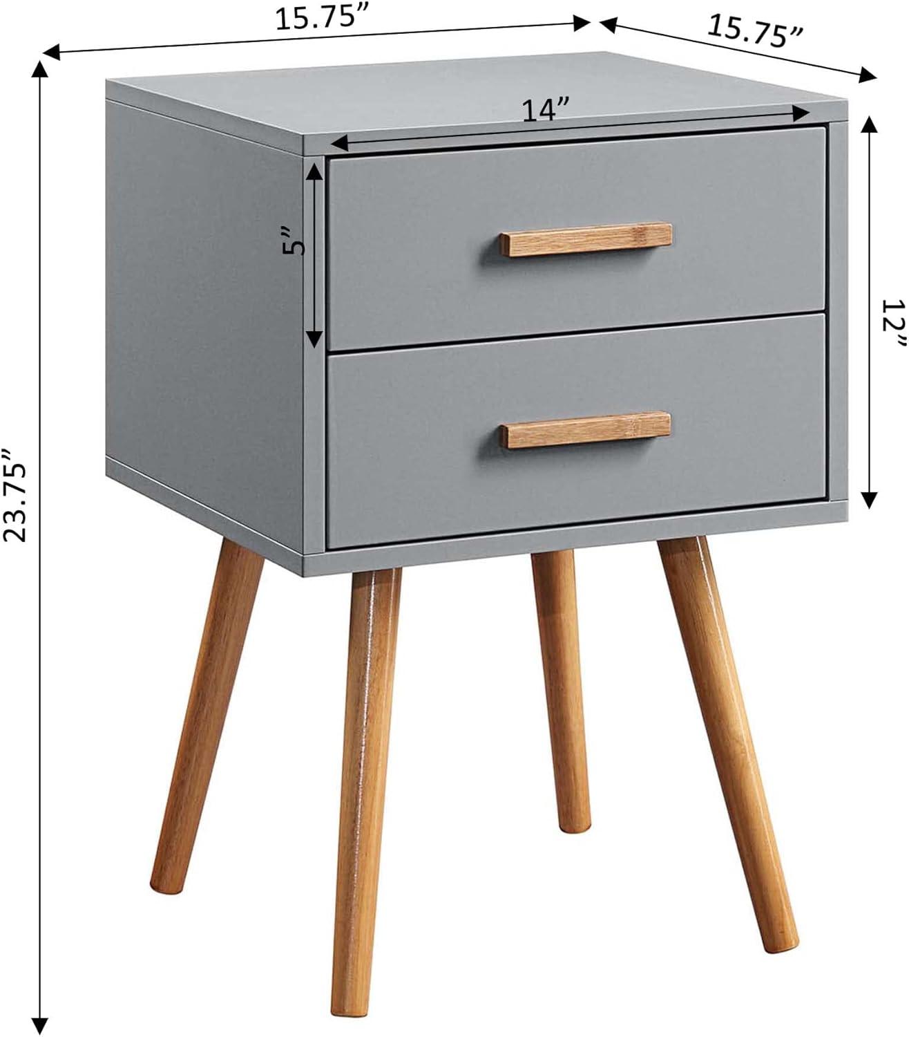 Convenience Concepts Oslo 2 Drawer End Table, Gray