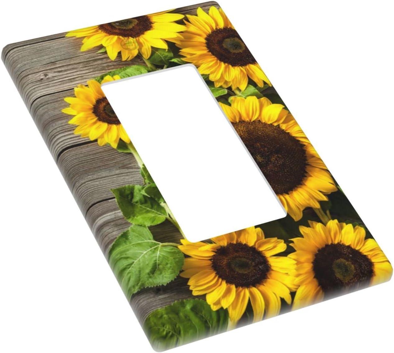 ZICANCN Outlet Covers Wall Plate, Sunflowers Nature Beige Background Light Switch Cover Decorative, Duplex Toggle Combo 1-Gang
