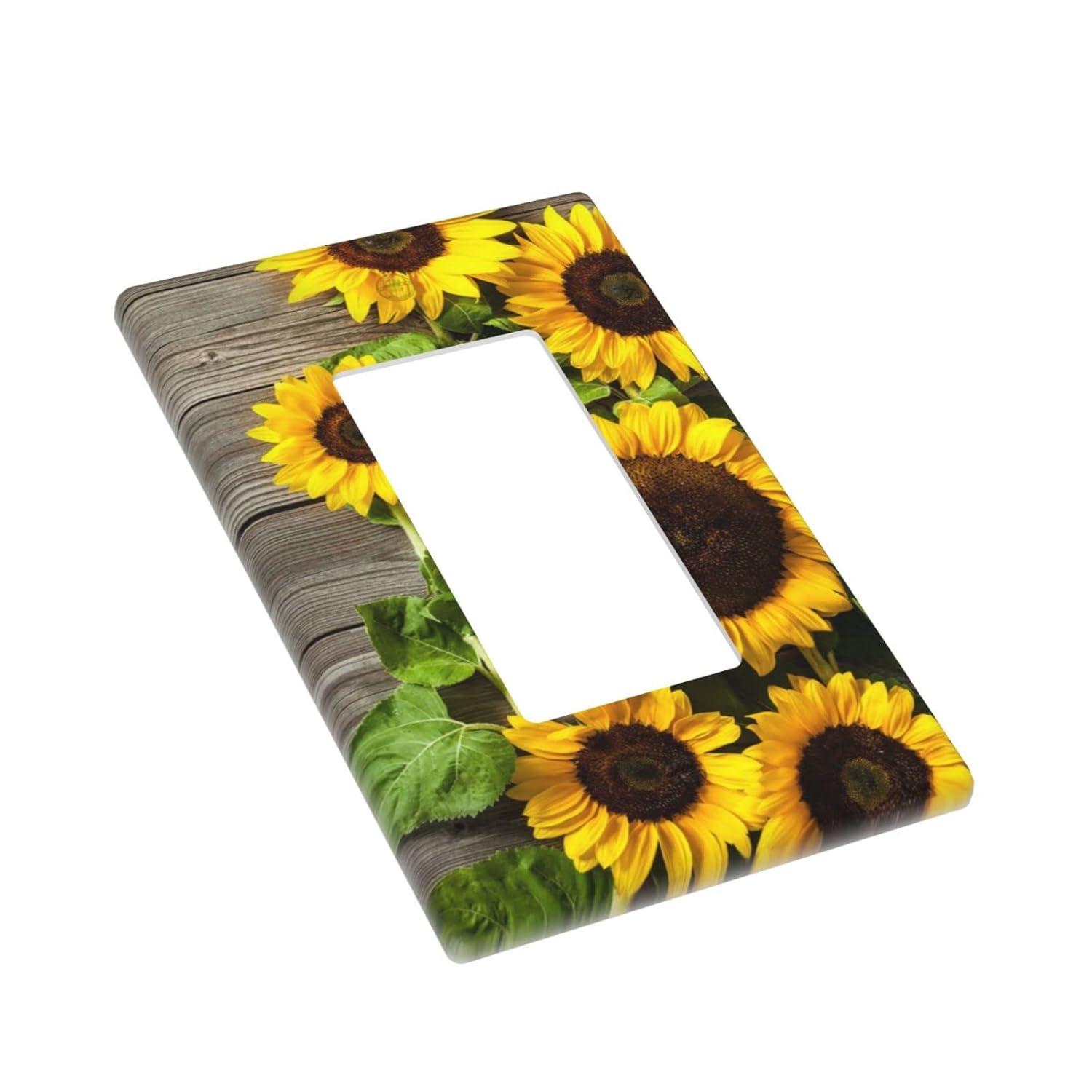 ZICANCN Outlet Covers Wall Plate, Sunflowers Nature Beige Background Light Switch Cover Decorative, Duplex Toggle Combo 1-Gang