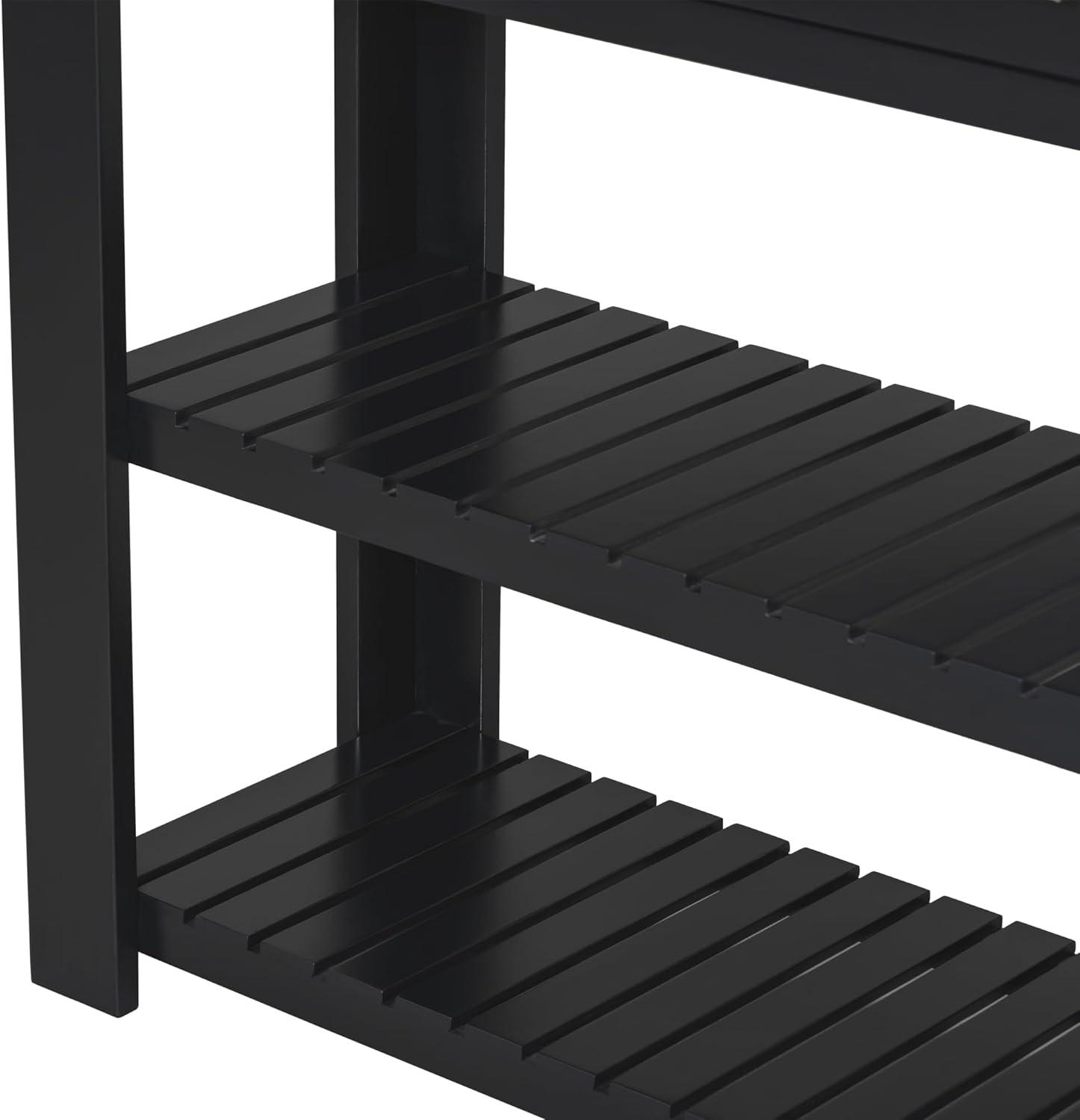 62.2" Stylish Console Table Table with 4 Storage Drawers and 2 Shelves for Entryway Hallway, Black 4M - ModernLuxe