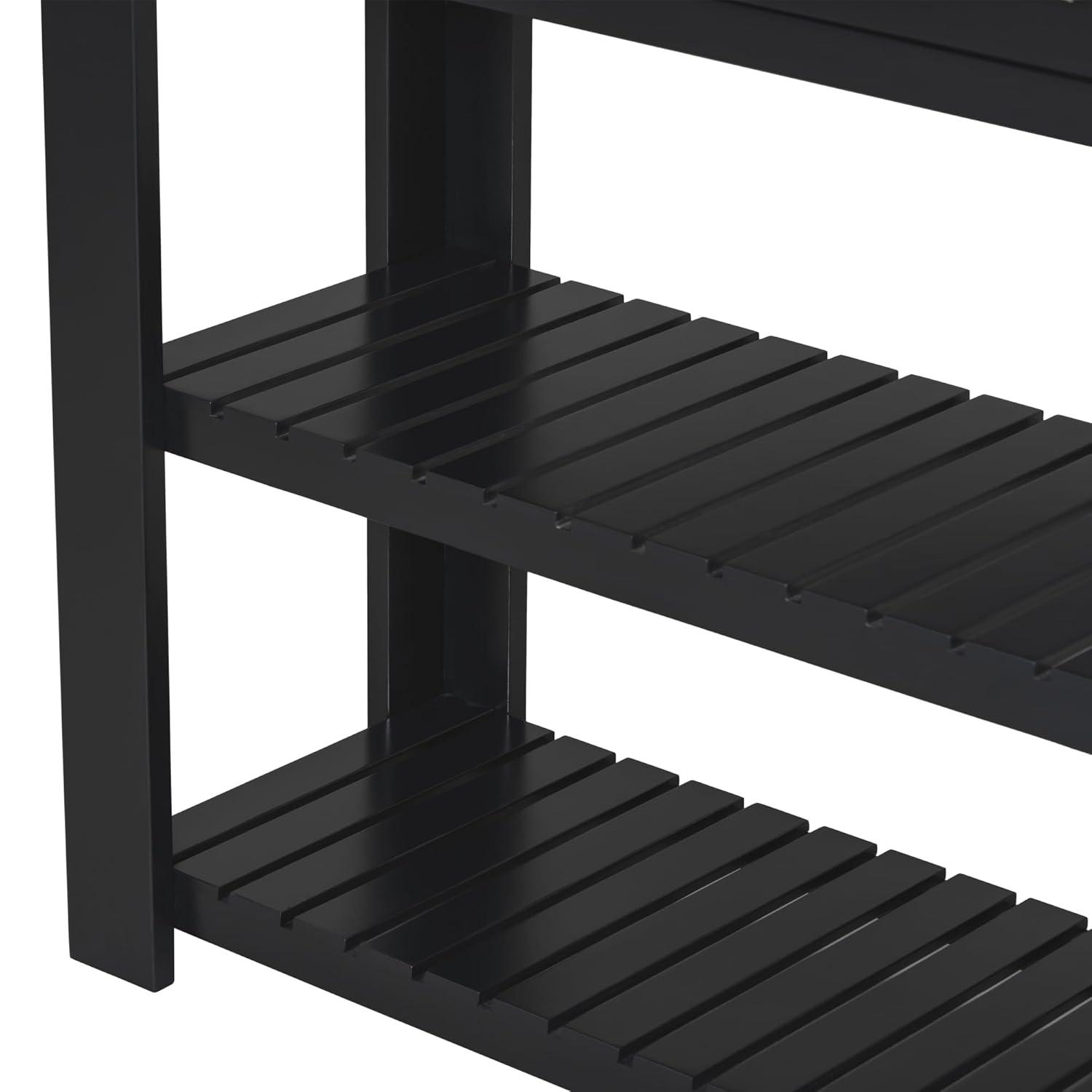 62.2" Stylish Console Table Table with 4 Storage Drawers and 2 Shelves for Entryway Hallway, Black 4M - ModernLuxe