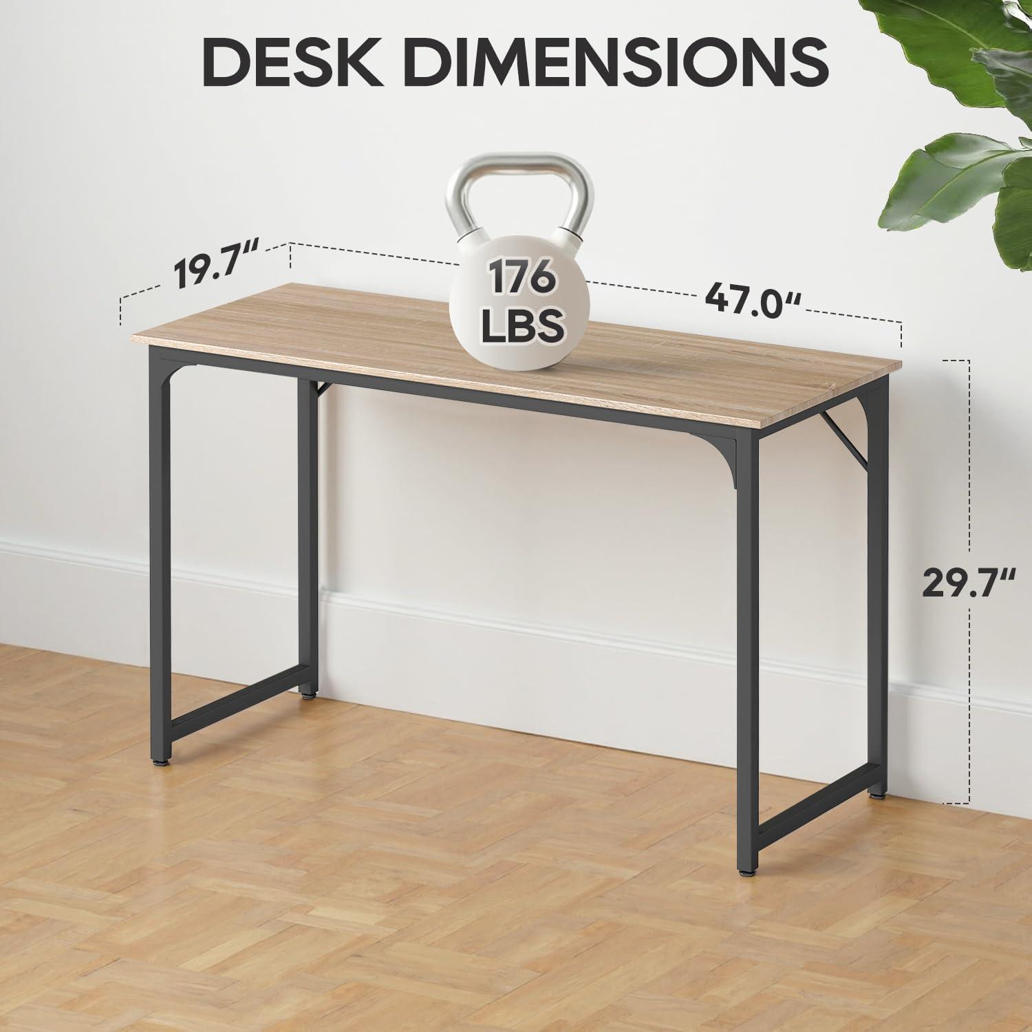 BestOffice 47.2 inches Computer Desk,Modern Simple Style PC Desk with Metal Frame，Nature