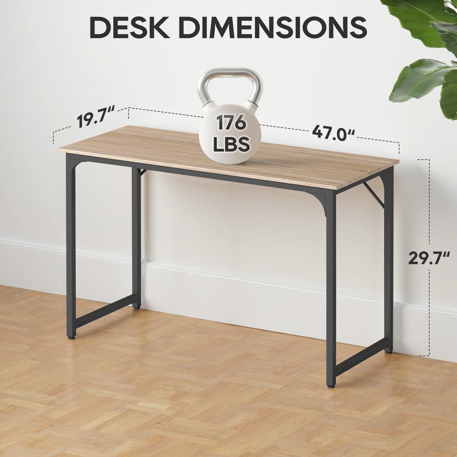 BestOffice 47.2 inches Computer Desk,Modern Simple Style PC Desk with Metal Frame，Nature