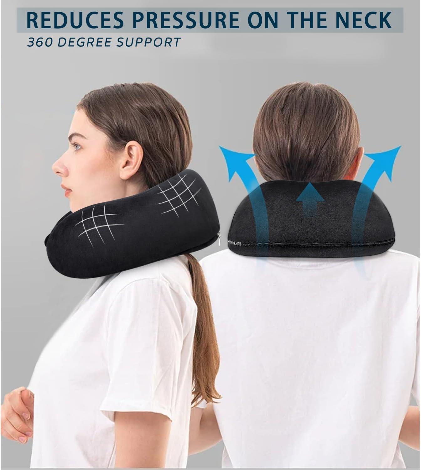 witspace Indoor Outdoor Chair Cushions, Seat Cushion Chair Cushions, Travel Neck Pillow Memory Foam Airplane Travel Comfortable Washable Cover Plane Neck Support Pillow for Neck Sleeping