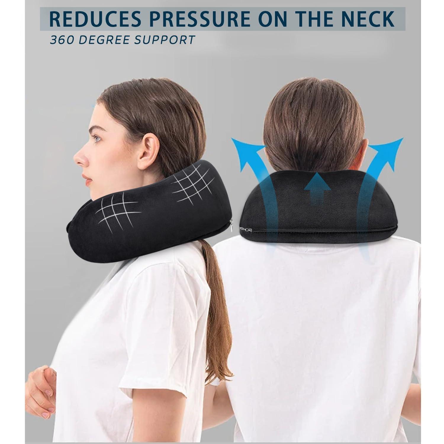 witspace Indoor Outdoor Chair Cushions, Seat Cushion Chair Cushions, Travel Neck Pillow Memory Foam Airplane Travel Comfortable Washable Cover Plane Neck Support Pillow for Neck Sleeping