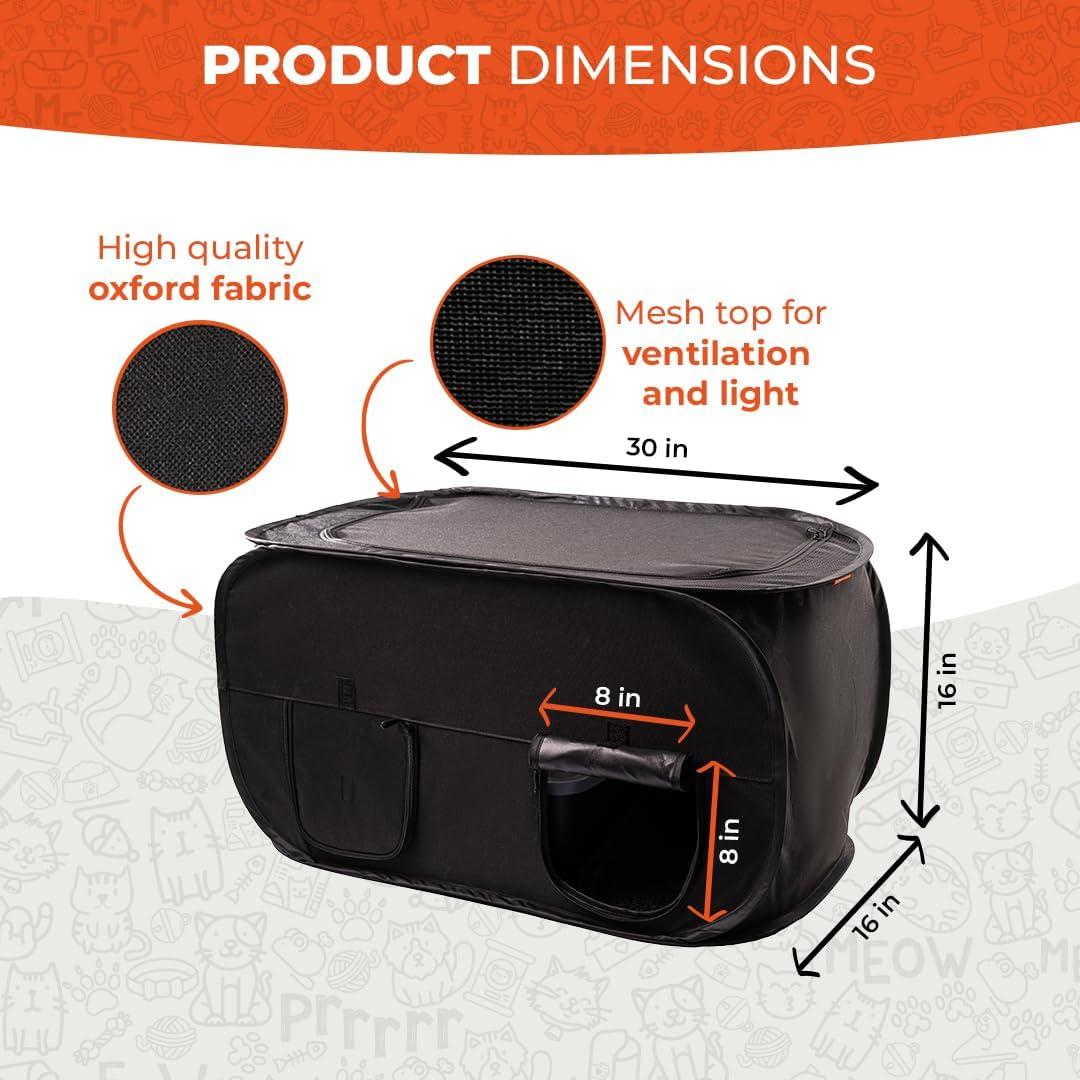 Pexter Cat Litter Box Enclosure, Dog Proof, Discreet and Hidden Litter Box, Kitty Litter Trap Design with Easy-Clean Feature, Scoop and Deodorizer Storage Pockets, Lightweight and Waterproof