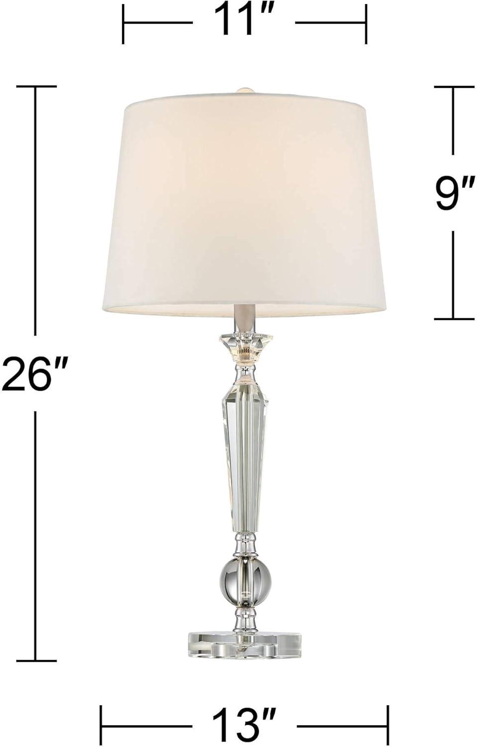 Vienna Crystal Candlestick Table Lamps with Off-White Drum Shades