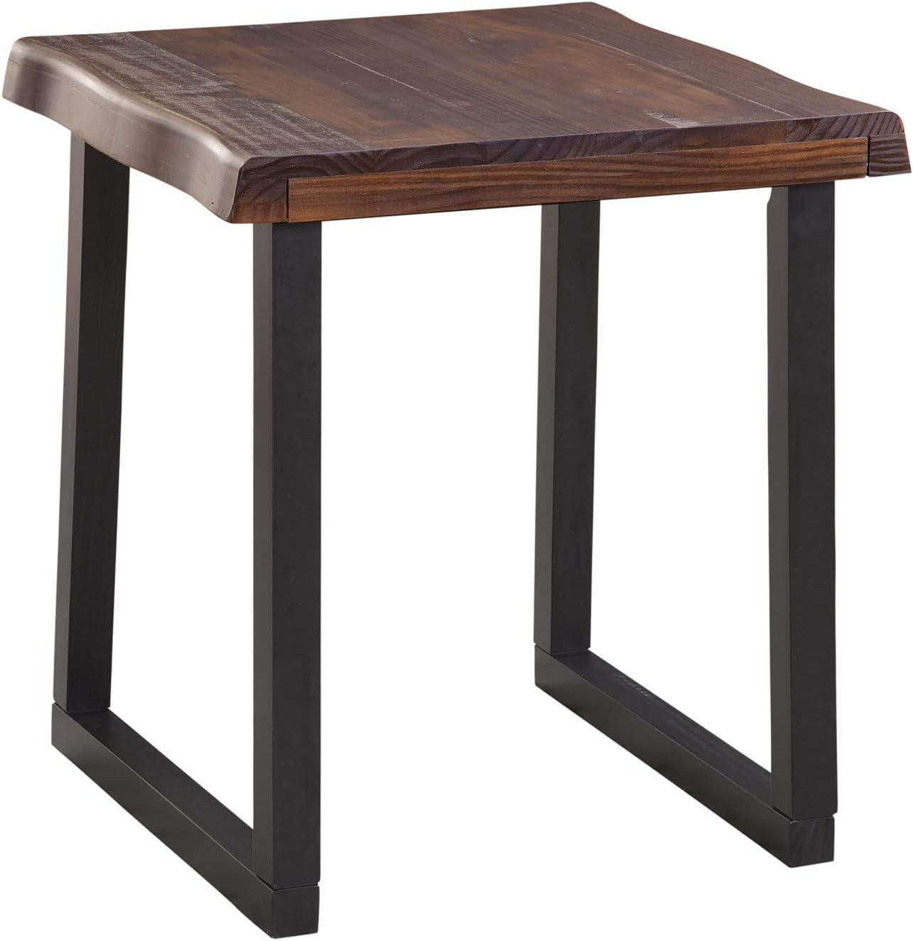 Jennings Live Edge End Table Cherry/Black - Steve Silver Co.: Solid Pine, Rustic Modern, Square Shape