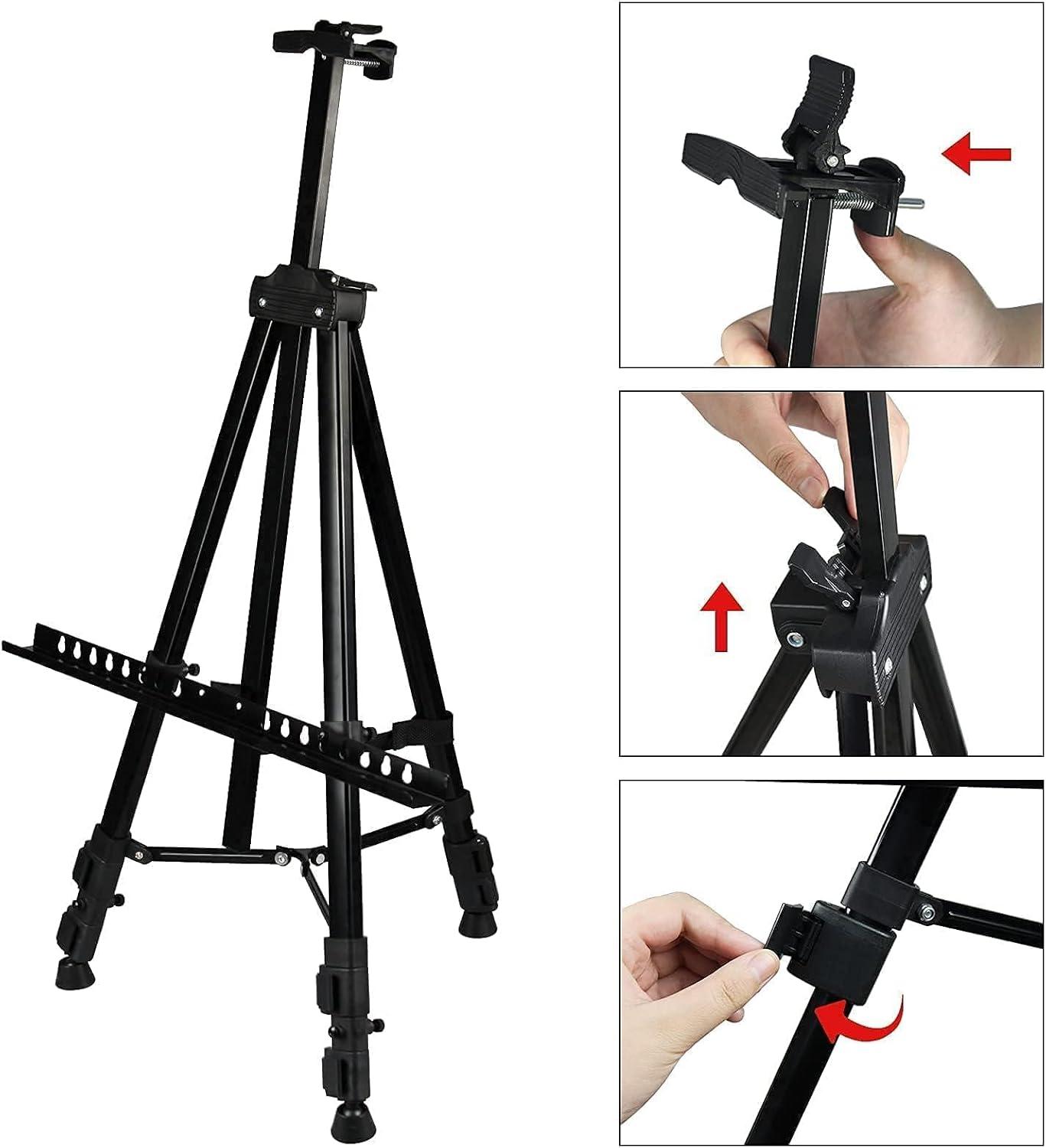 RRFTOK Art Painting Display Easel Stand,72Inches Portable Adjustable Metal Tripod with Artist Easels for Canvases Height from 22-72”for Table-Top/Floor Paint and Displaying,Black