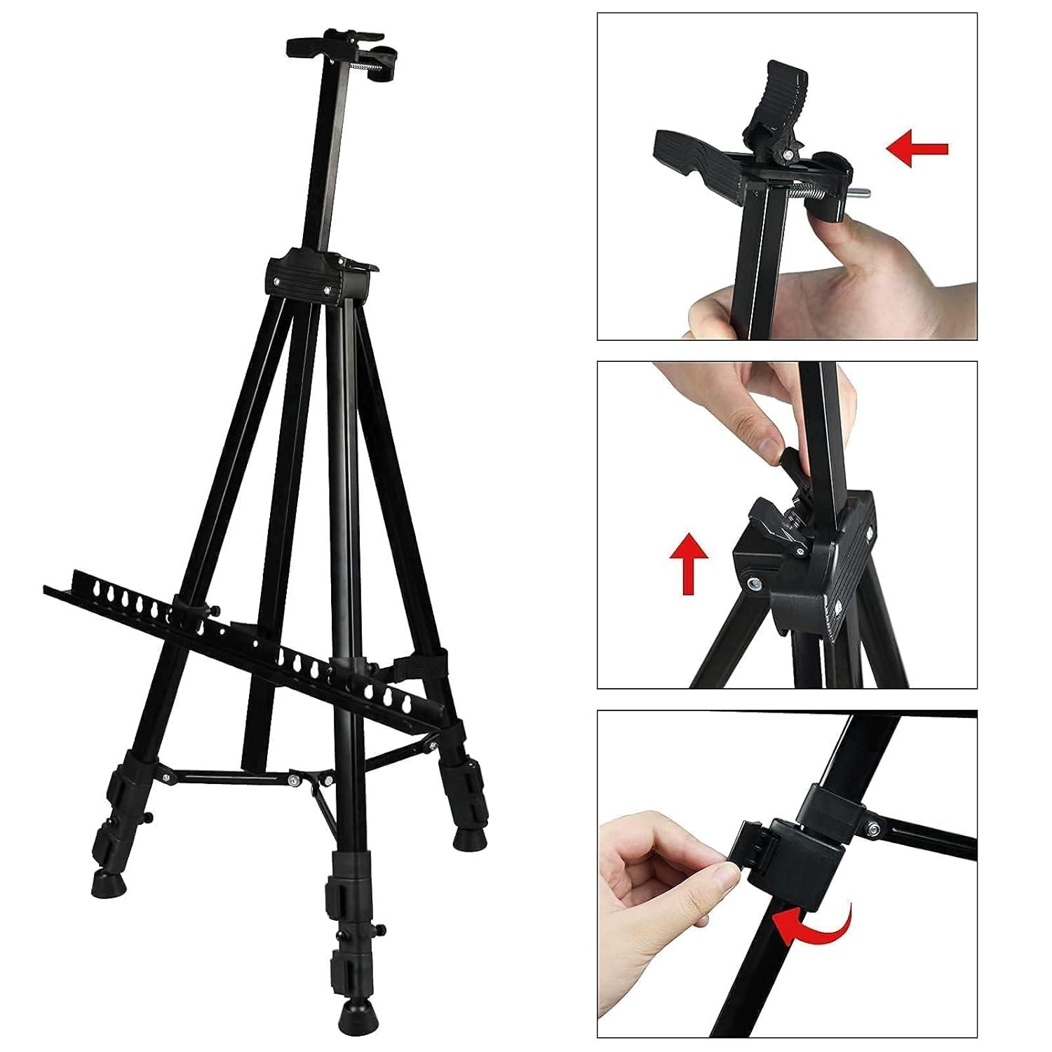 RRFTOK Art Painting Display Easel Stand,72Inches Portable Adjustable Metal Tripod with Artist Easels for Canvases Height from 22-72”for Table-Top/Floor Paint and Displaying,Black