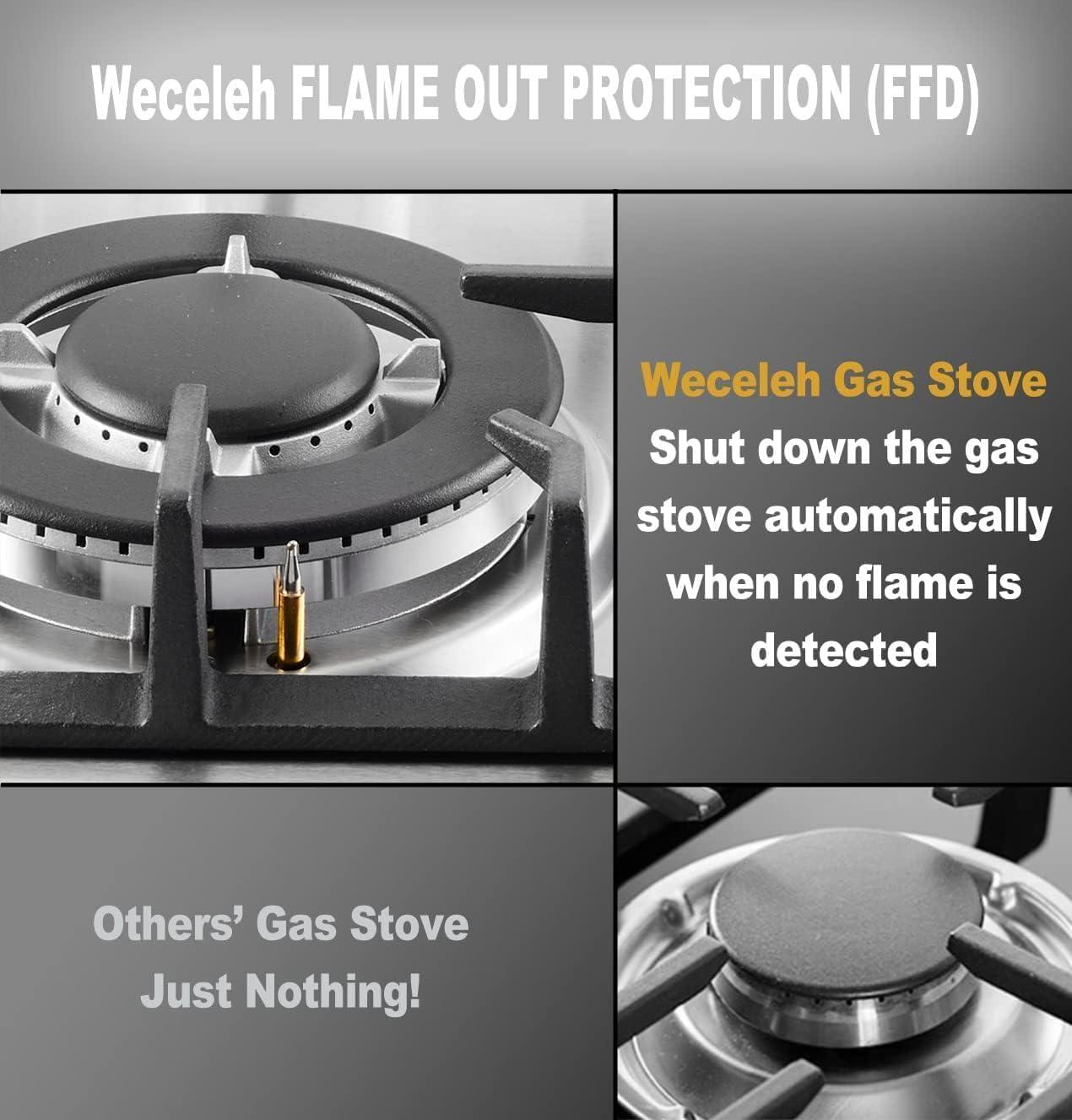 34" Dual Fuel 5 Burner Gas Cooktop with Dual Size Power Burner, Stainless Steel Gas Stove
