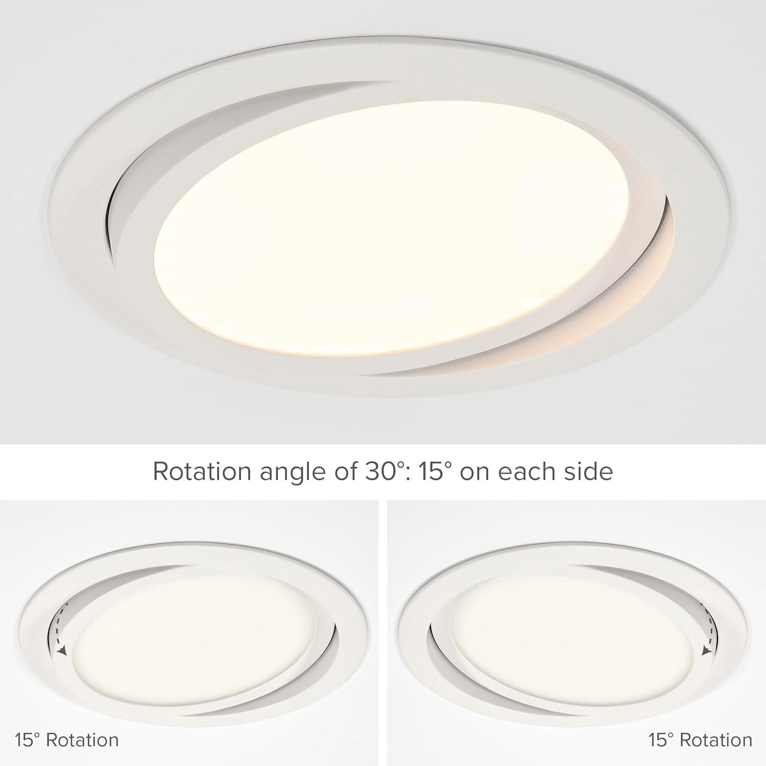 Maxxima 6 in. 5 CCT Ultra-Thin Recessed LED Gimbal Downlight - 1,000 Lumens, Color Selectable 2700K-5000K (2700K/3000K/3500K/4000K/5000K), Dimmable, Canless, Slim IC Rated, Junction Box Included